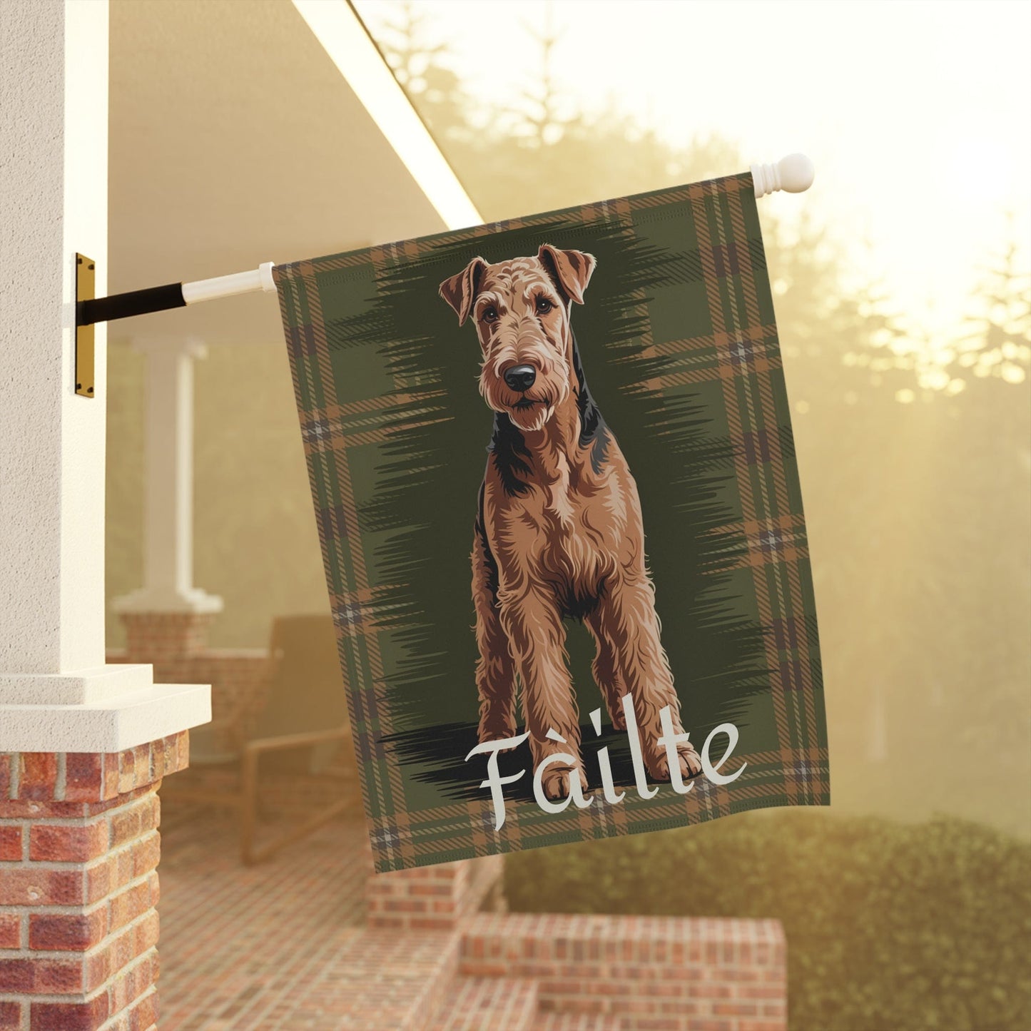 Airedale Terrier Scottish Welcome Garden Flag