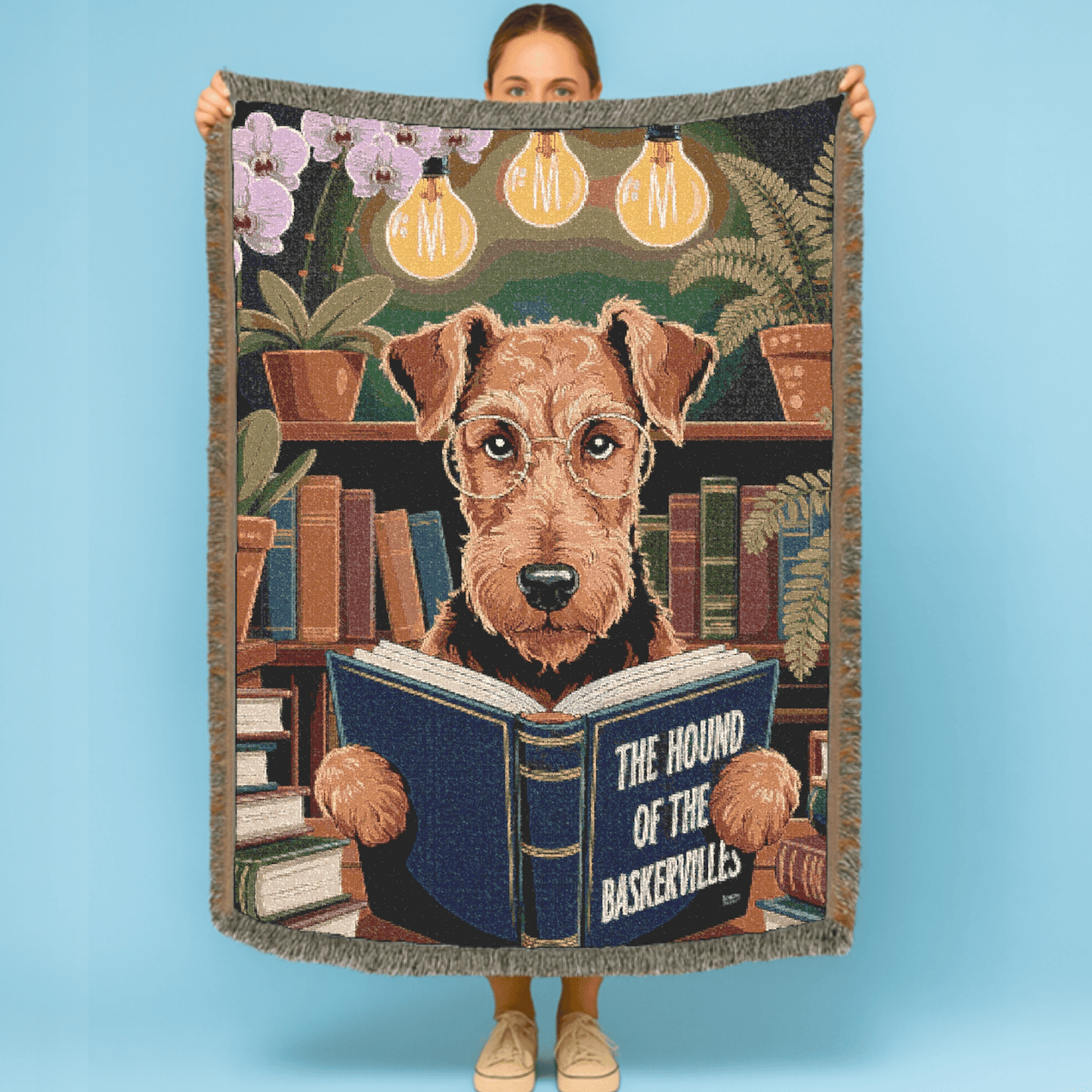 Printify Blanket Airedale Terrier Sherlock Baskervilles Throw Blanket