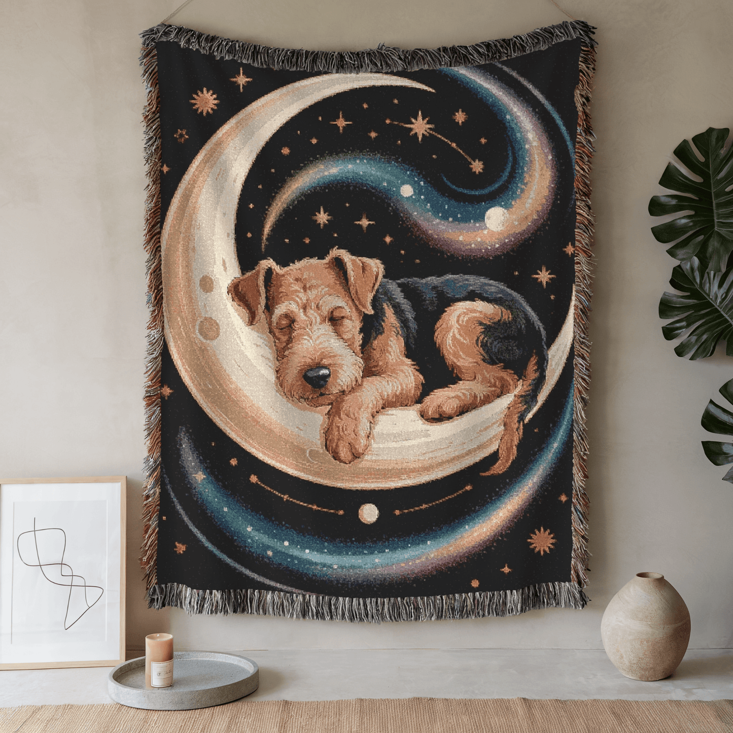 Printify Blanket 52'' × 37'' Airedale Terrier Sleepy Time Throw Blanket
