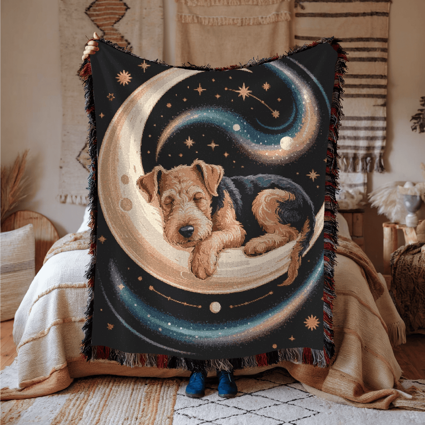 Printify Blanket Airedale Terrier Sleepy Time Throw Blanket