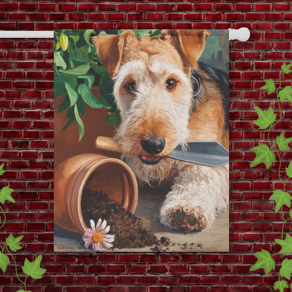 Printify Garden Flag 24.5'' × 32'' Airedale Terrier Spring Gardening Garden Flag
