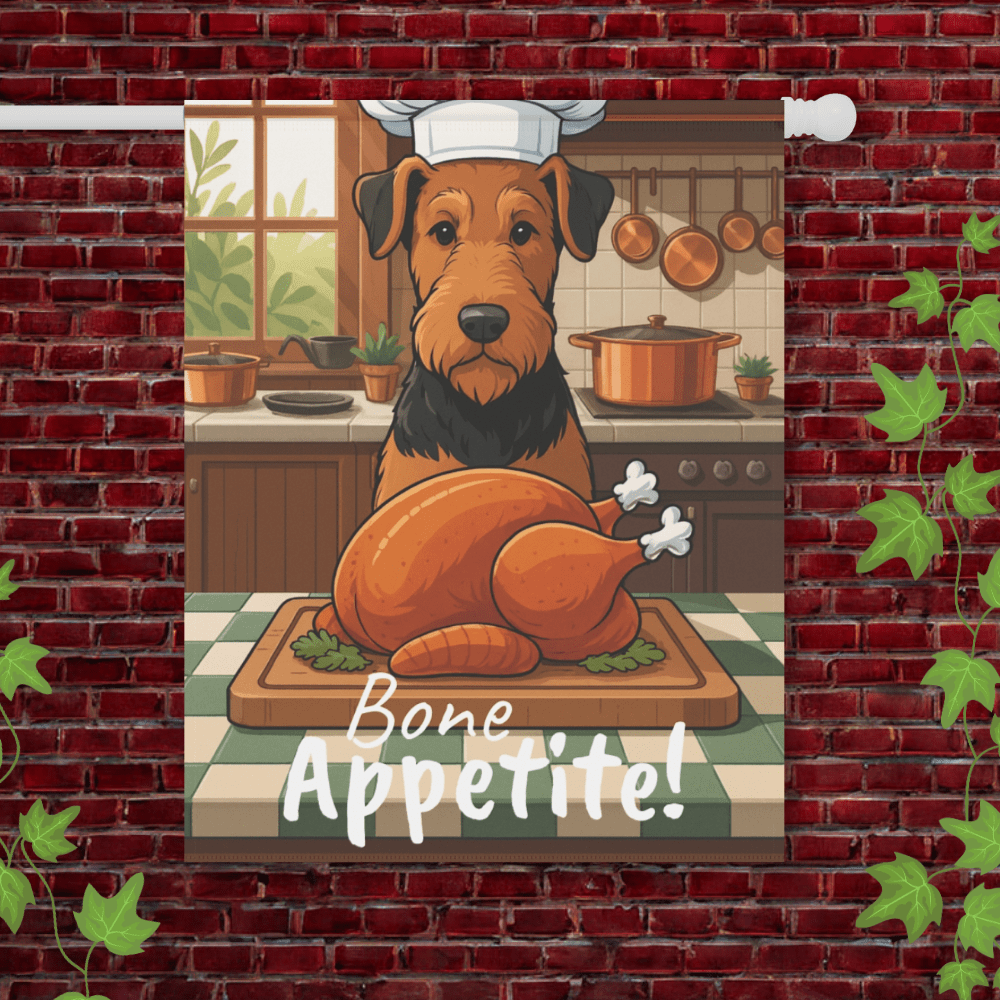 Printify Garden Flag 24.5'' × 32'' Airedale Terrier Thanksgiving Garden Flag