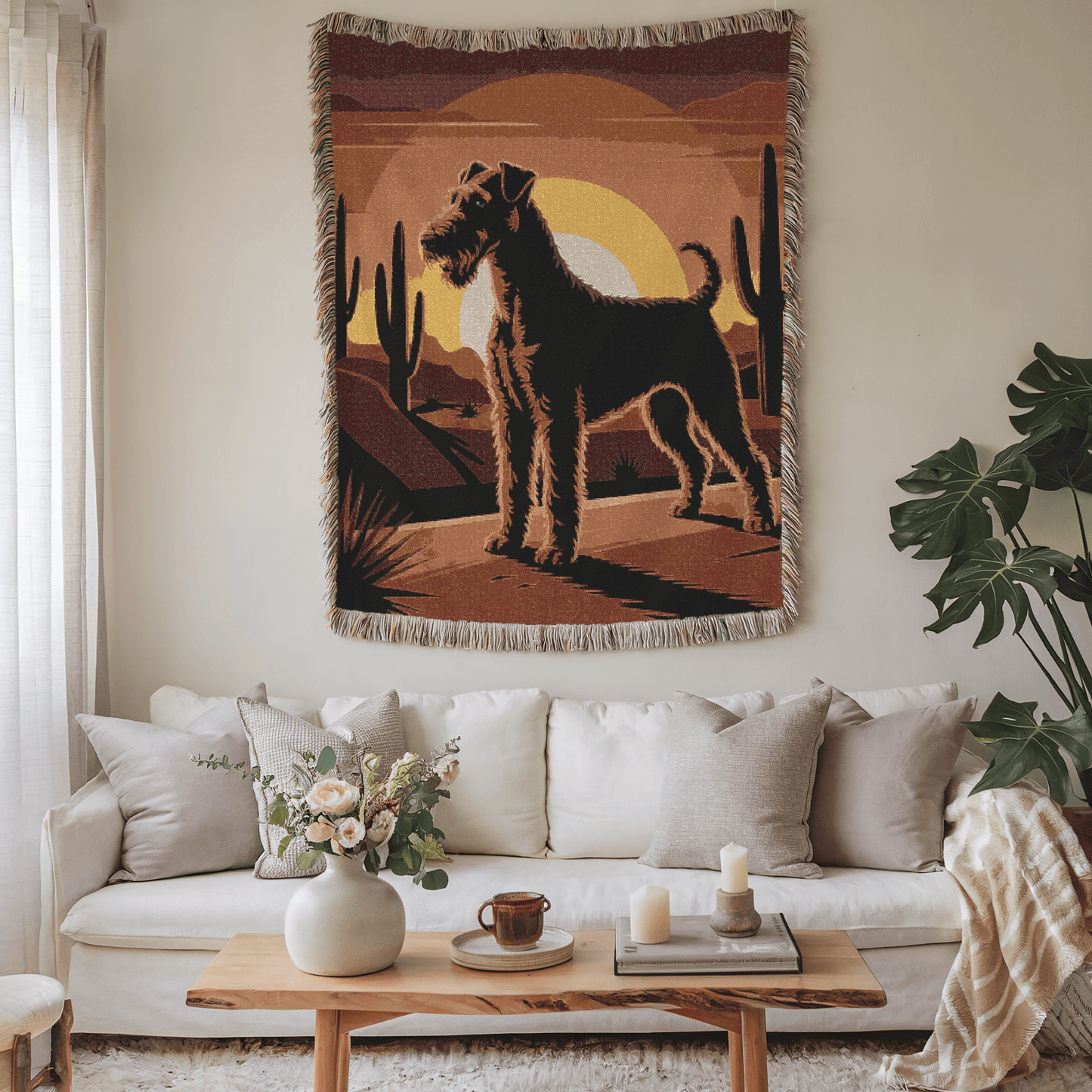 Printify Blanket Airedale Terrier Western Desert Throw Blanket