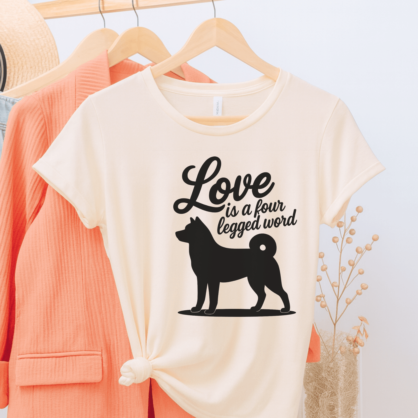 Printify T-Shirt Natural / S Akita Four Legged Word TShirt