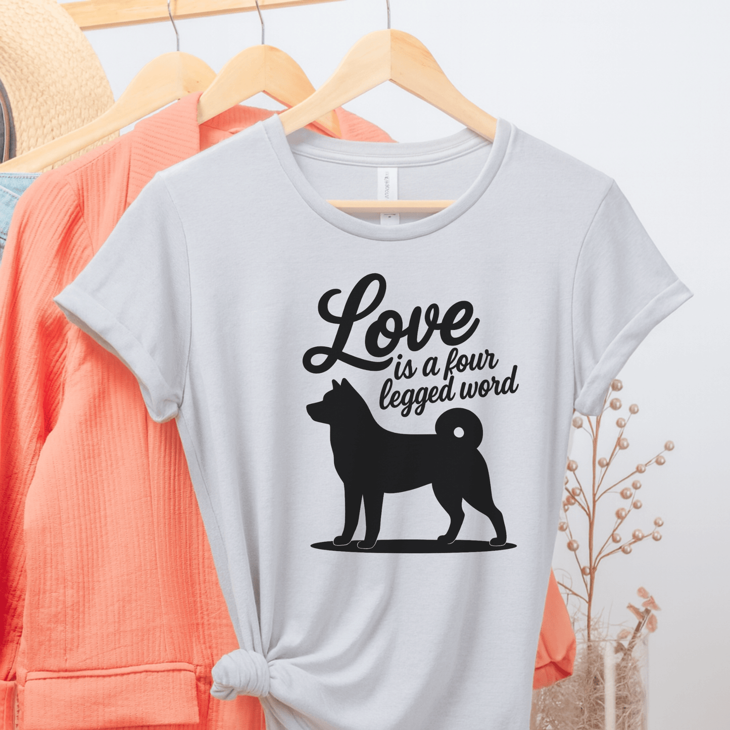 Printify T-Shirt Ash / S Akita Four Legged Word TShirt