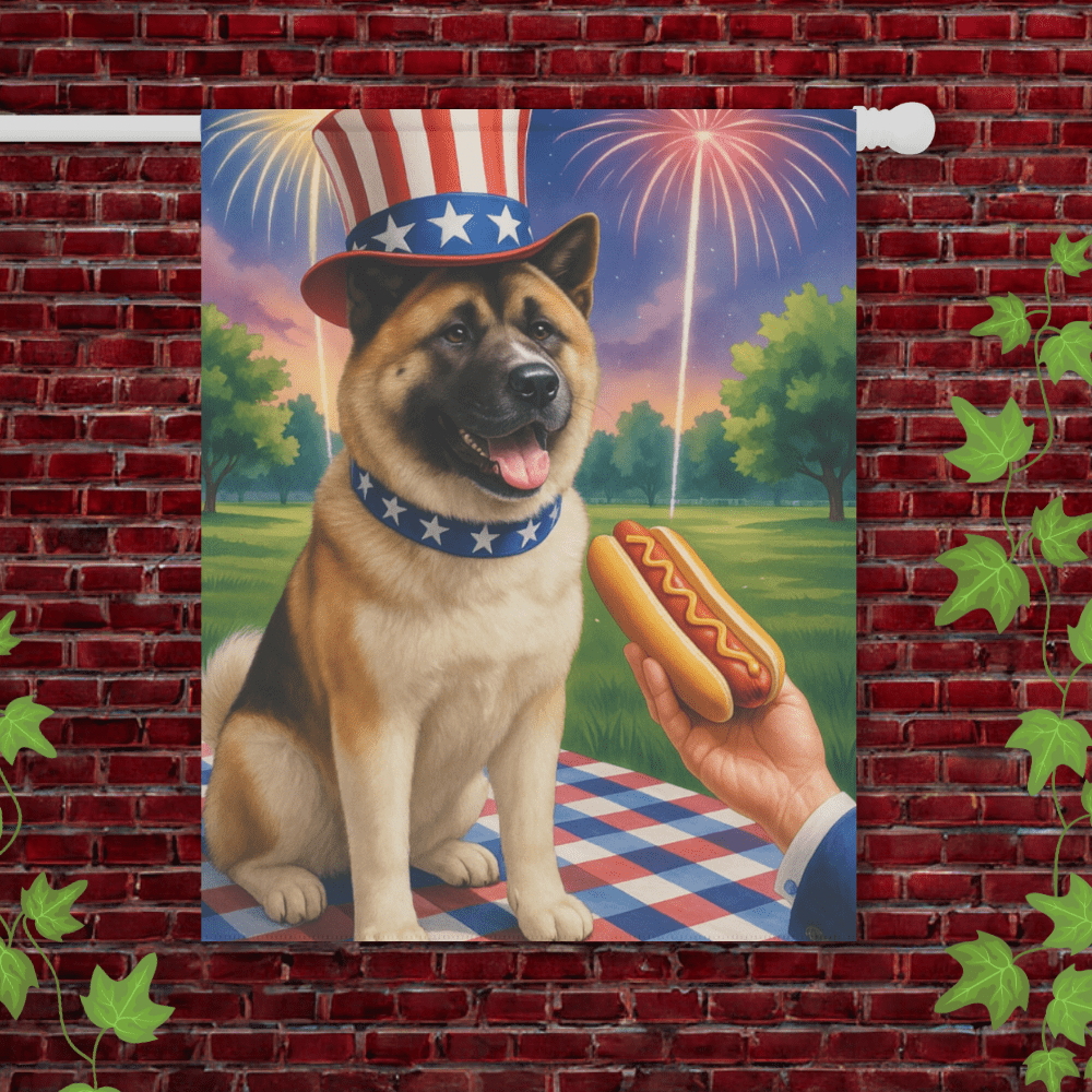 Printify Garden Flag American Akita 4th of July Garden Flag