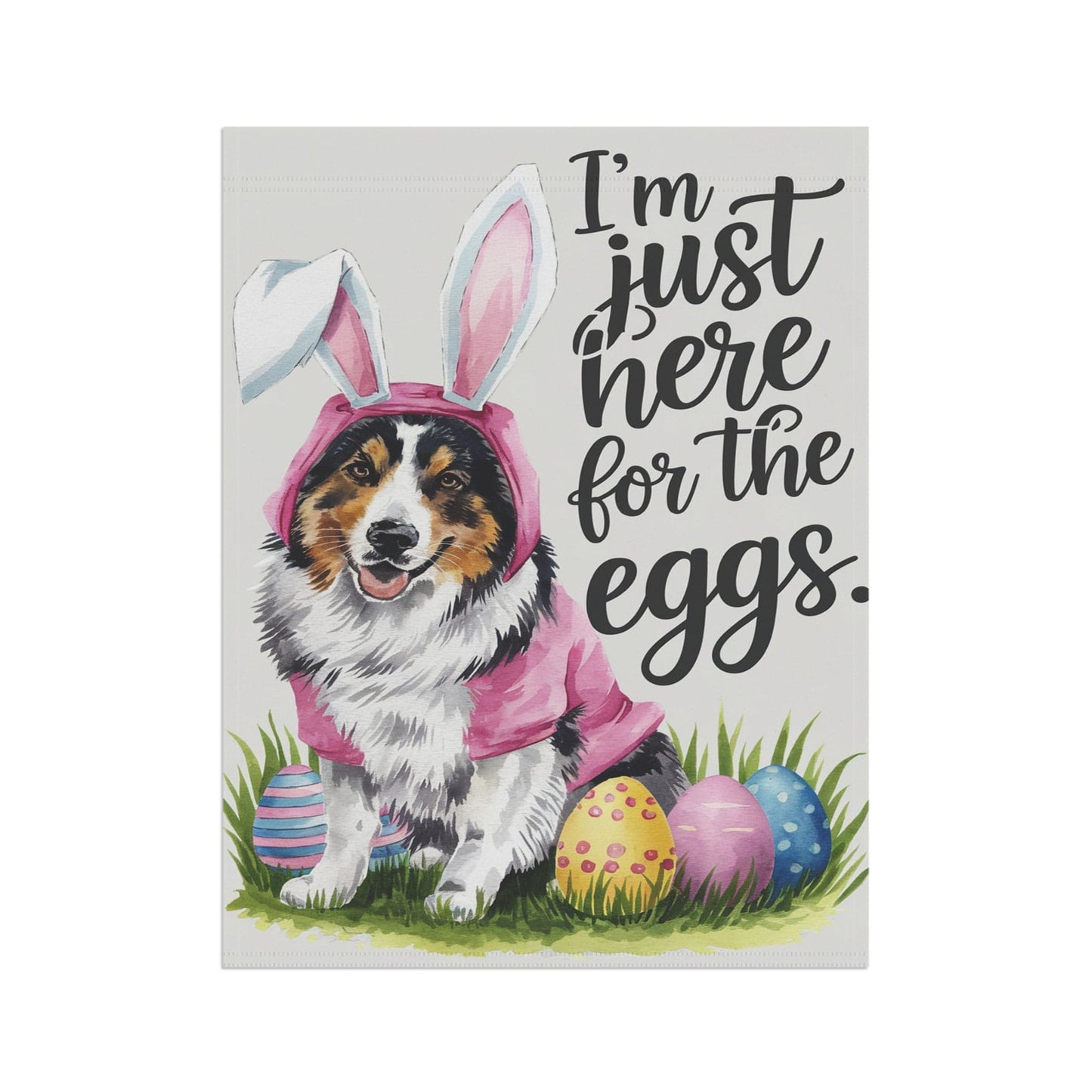 Printify Home Decor Australian Shepherd Easter Yard Flag, Colorful Bunny Rabbit Funny Garden Flag, Spring Lawn Decor