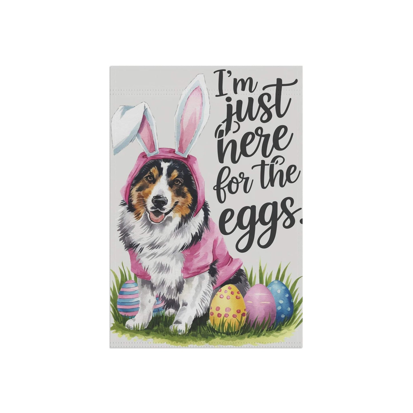Printify Home Decor Australian Shepherd Easter Yard Flag, Colorful Bunny Rabbit Funny Garden Flag, Spring Lawn Decor