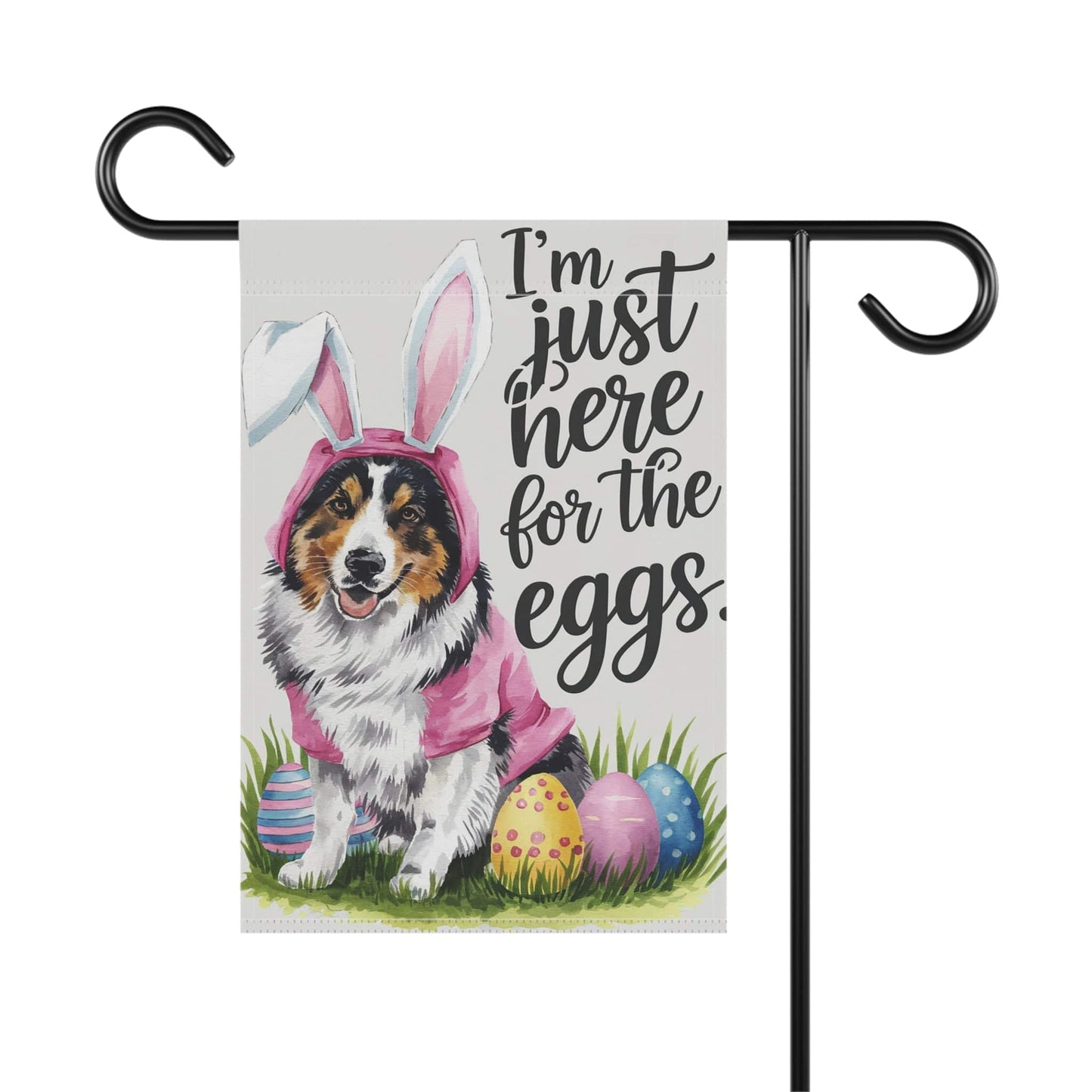 Printify Home Decor Australian Shepherd Easter Yard Flag, Colorful Bunny Rabbit Funny Garden Flag, Spring Lawn Decor