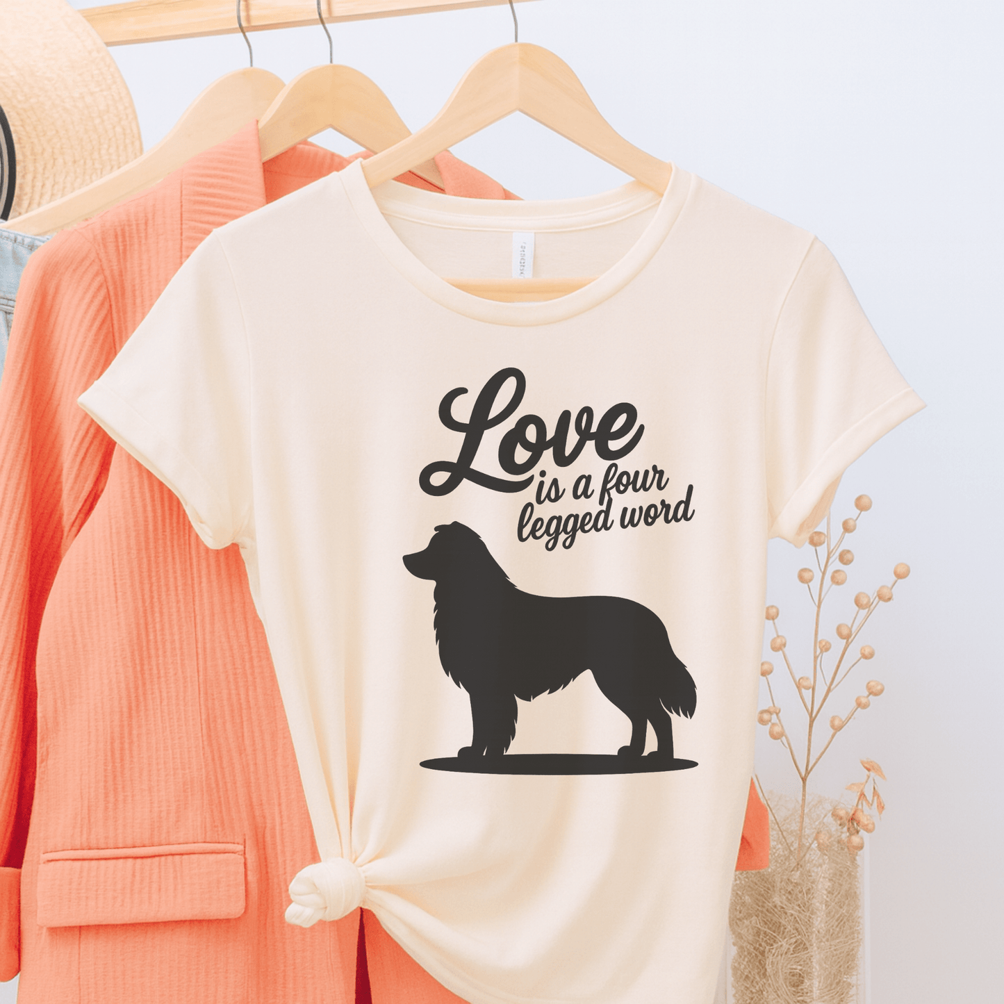 Printify T-Shirt Natural / S Australian Shepherd Four Legged Word TShirt