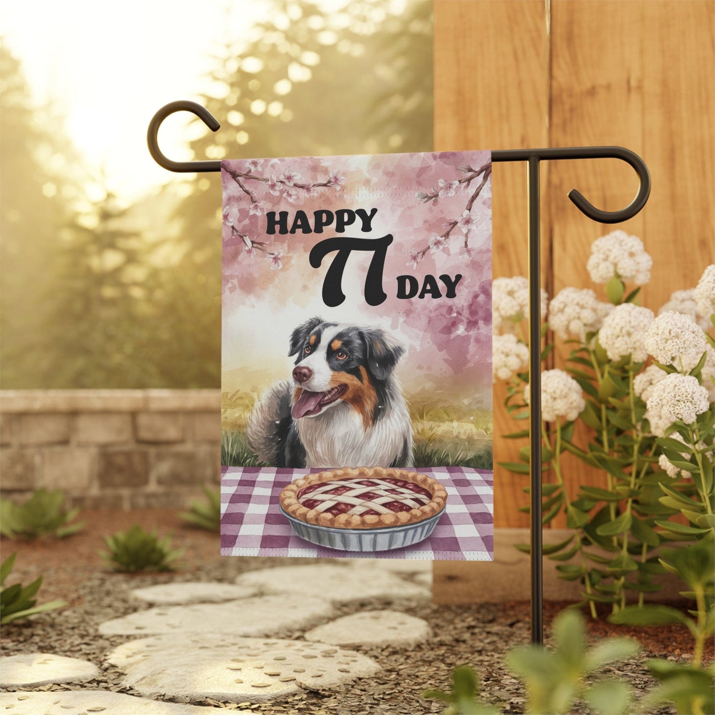 Printify Home Decor Australian Shepherd Pi Day Yard Flag Day, Home Decorative Garden, Funny Dog Lovers Outside Decor, Spring Outdoor