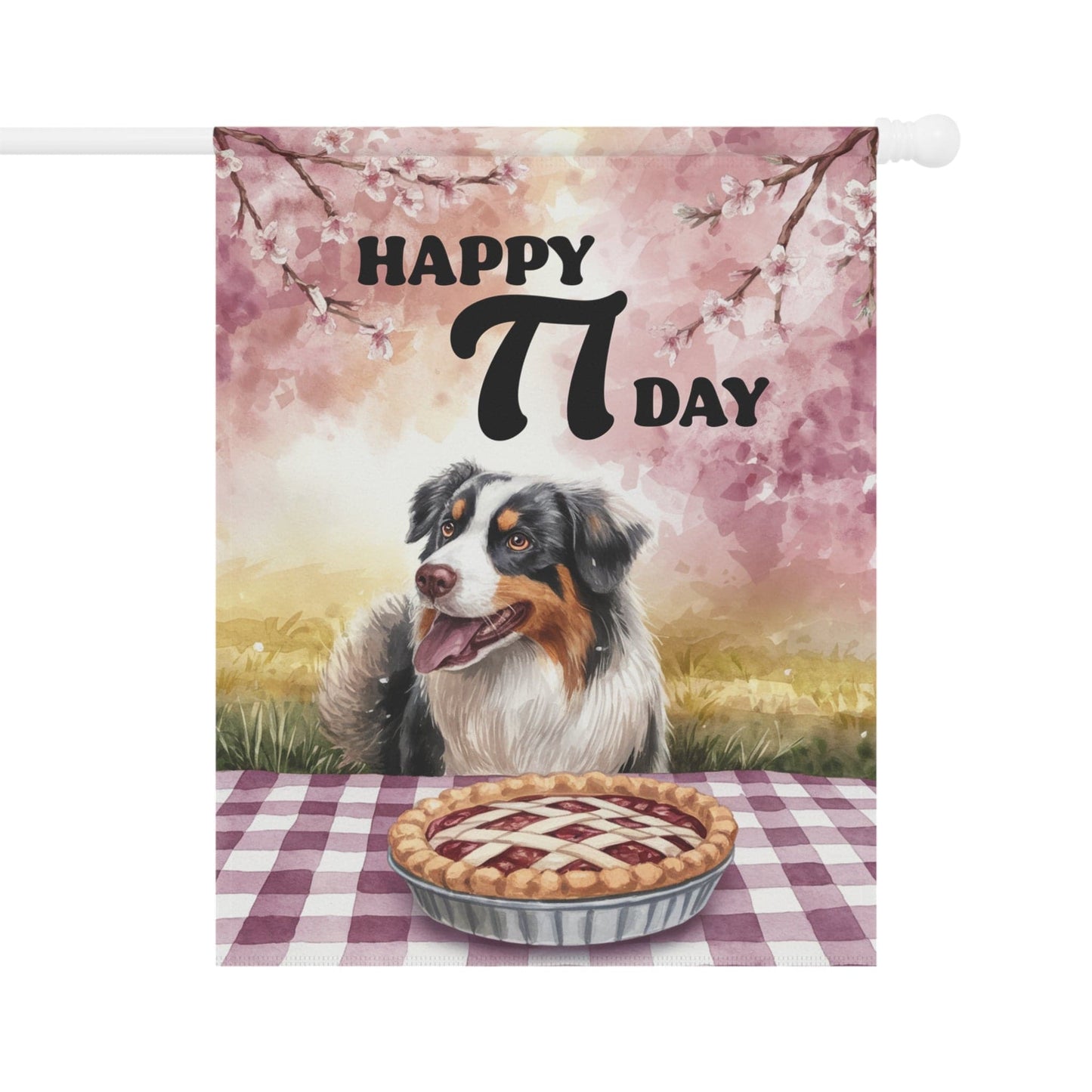 Printify Home Decor 24.5'' × 32'' Australian Shepherd Pi Day Yard Flag Day, Home Decorative Garden, Funny Dog Lovers Outside Decor, Spring Outdoor