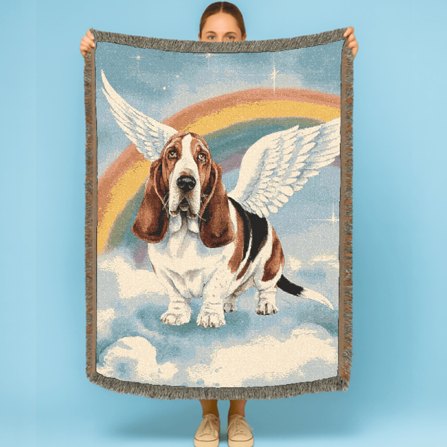 Printify Blanket Basset Hound Angle Woven Blanket