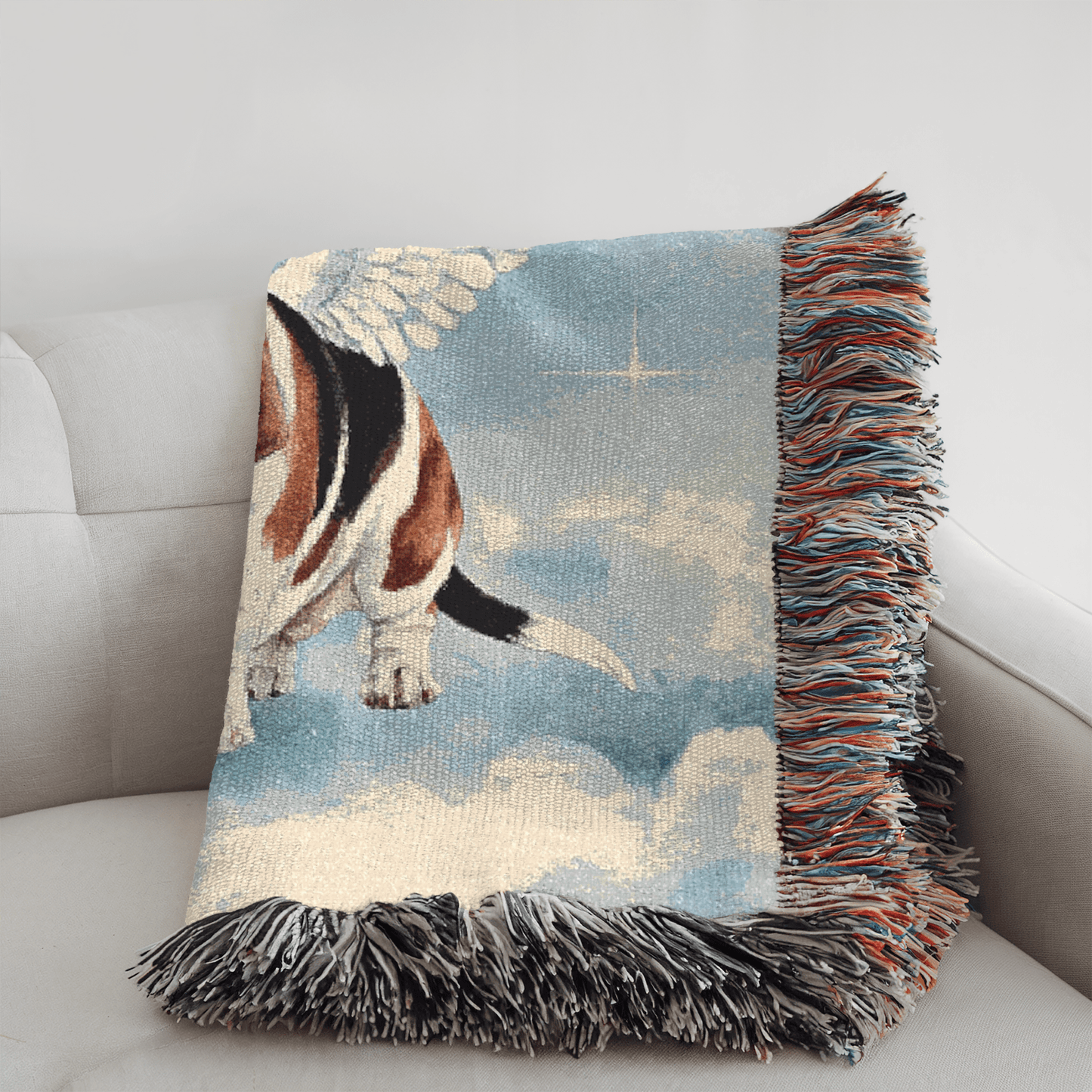 Printify Blanket Basset Hound Angle Woven Blanket