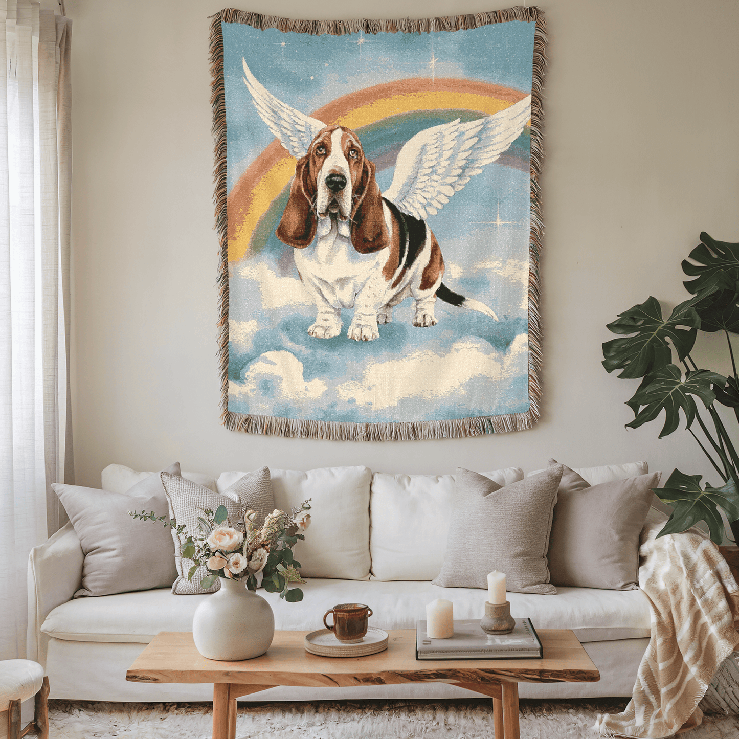 Printify Blanket Basset Hound Angle Woven Blanket