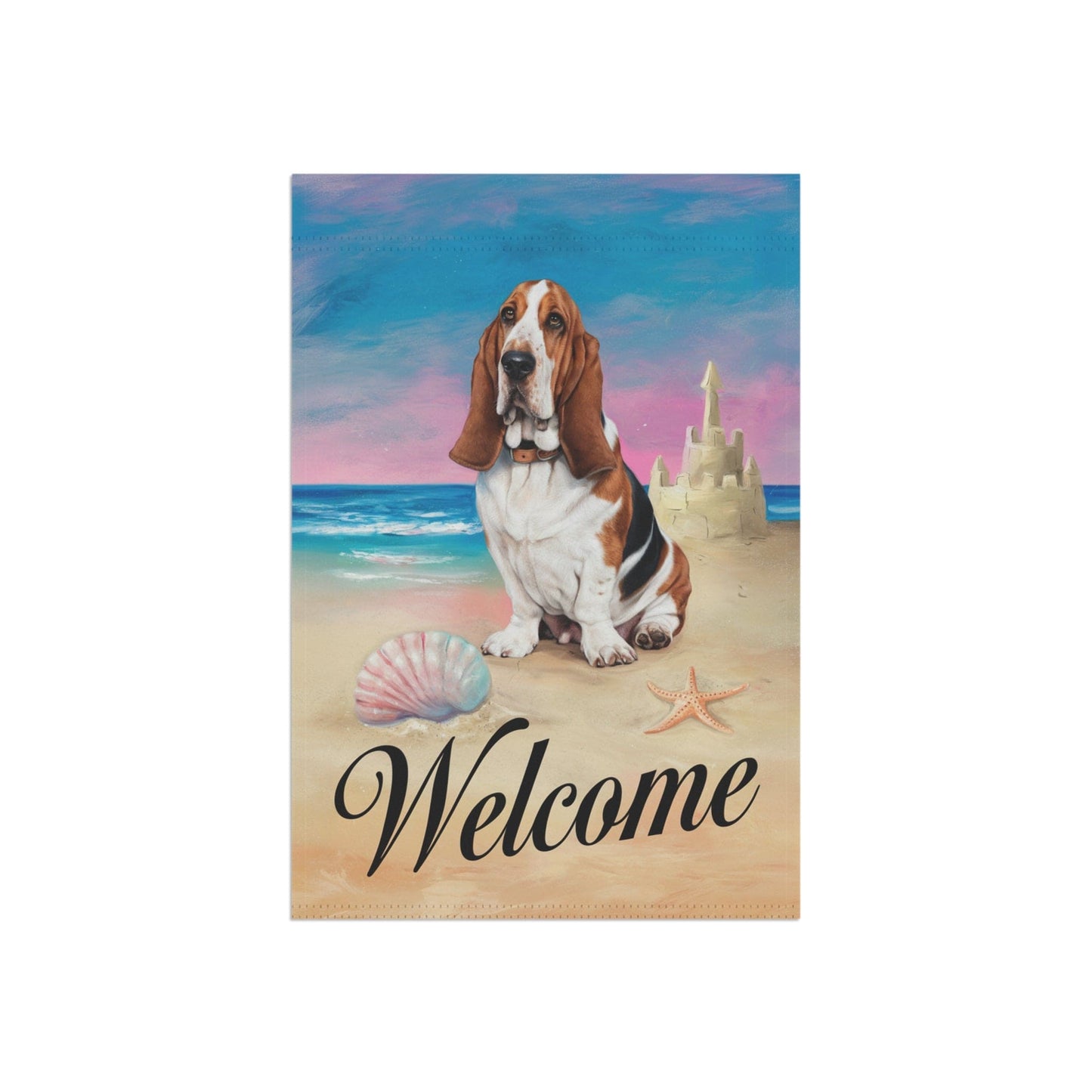 Printify Home Decor Basset Hound Beach Yard Decor, Nautical Dog Gift, Housewarming Banner