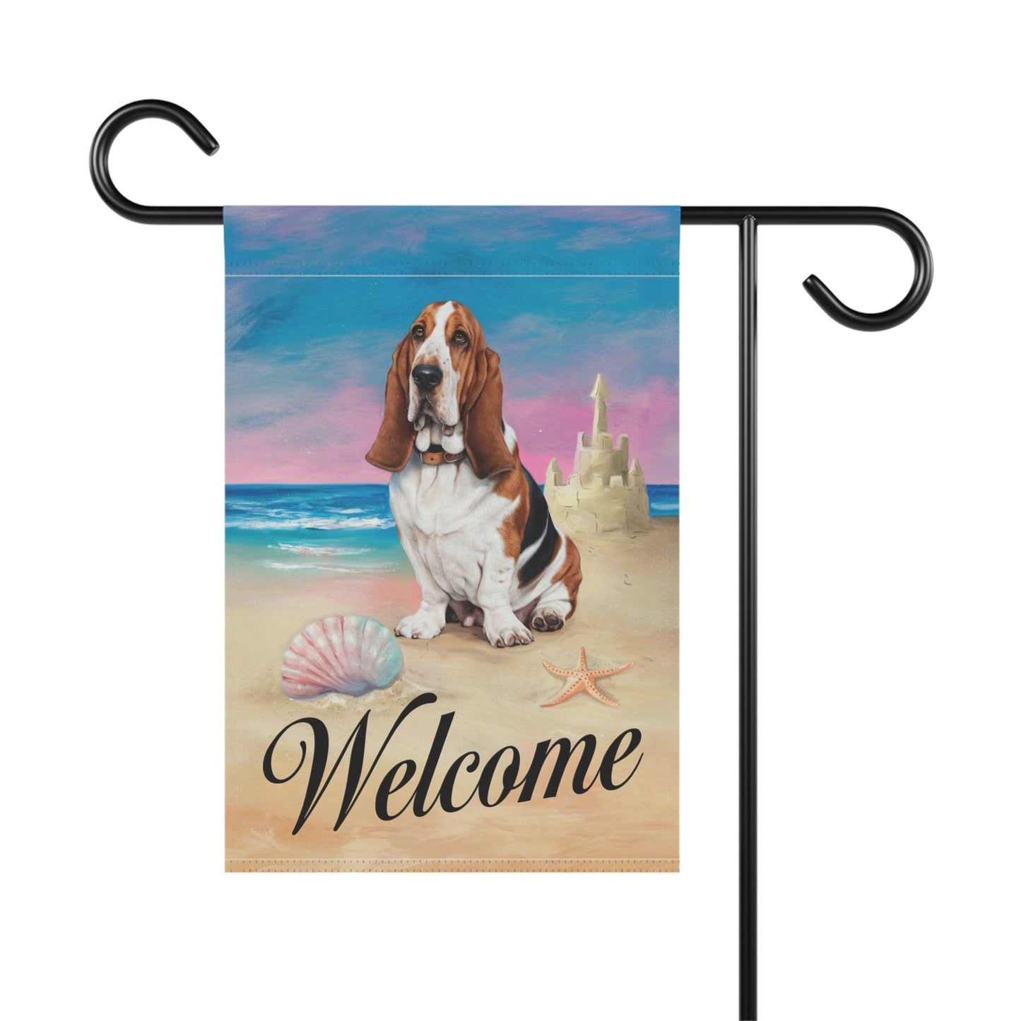 Printify Home Decor Basset Hound Beach Yard Decor, Nautical Dog Gift, Housewarming Banner