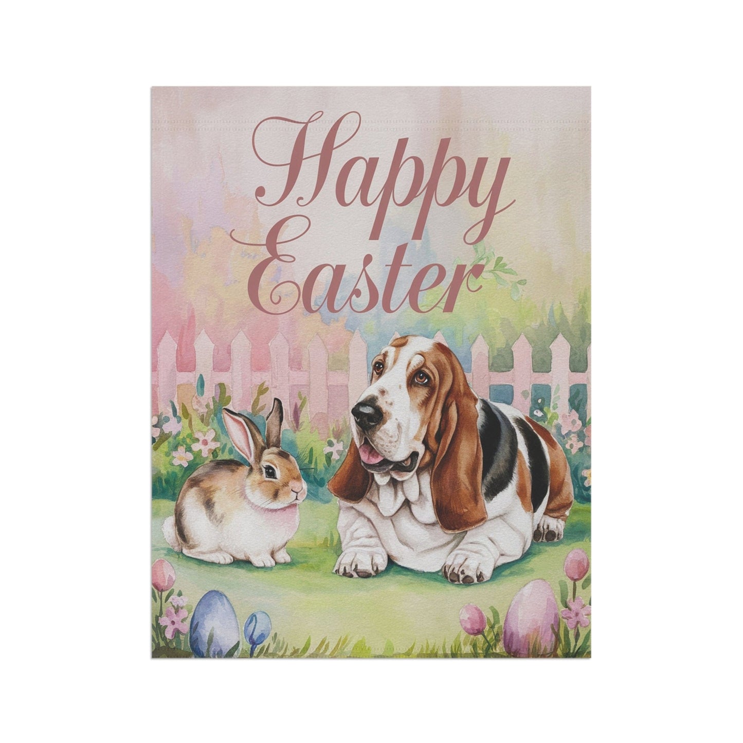 Printify Garden Flag Basset Hound Elegant Easter Garden Flag