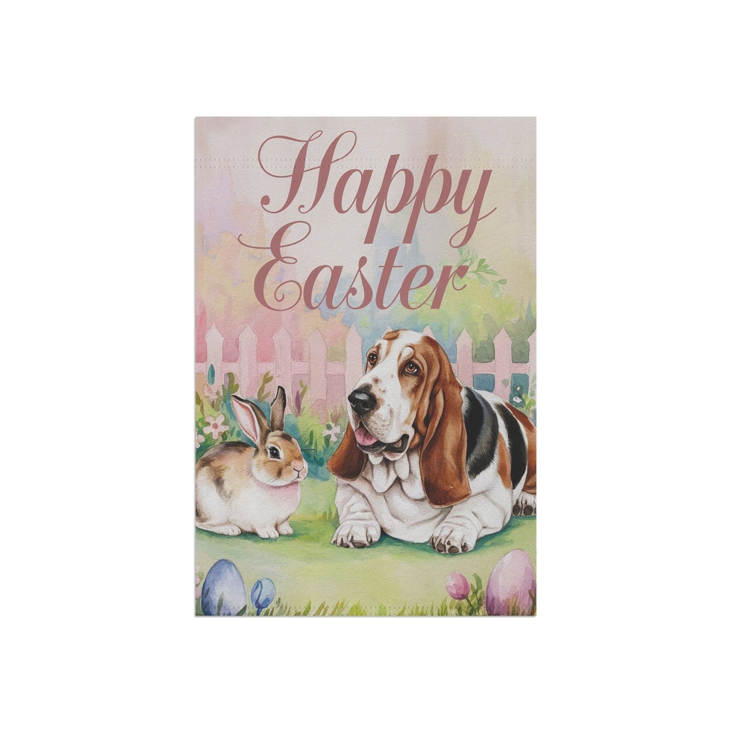 Printify Garden Flag Basset Hound Elegant Easter Garden Flag