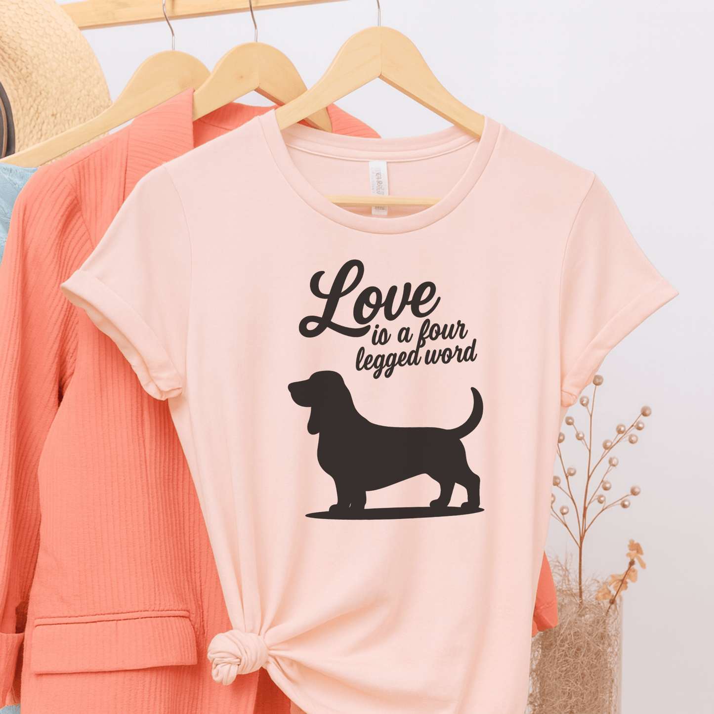 Printify T-Shirt Soft Pink / S Basset Hound Four Legged Word TShirt