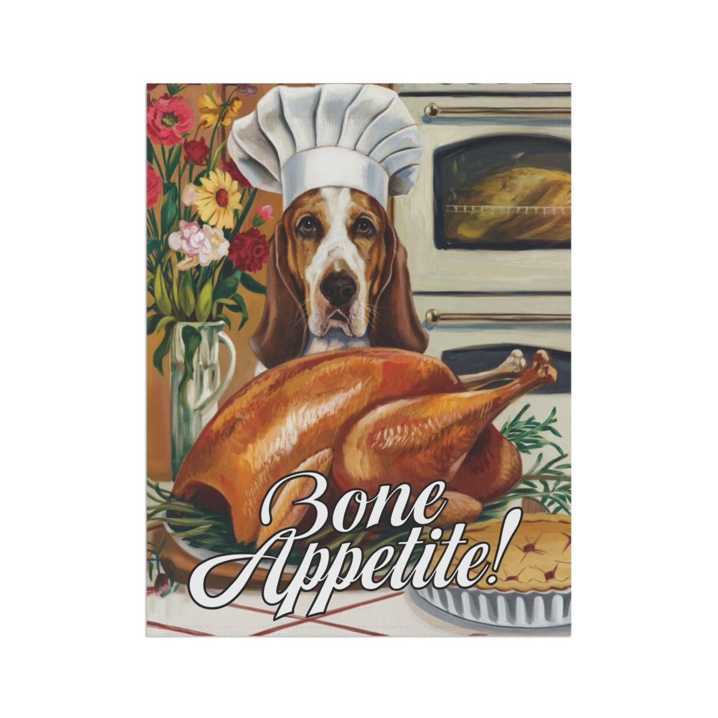 Printify Garden Flag Basset Hound Thanksgiving Garden Flag