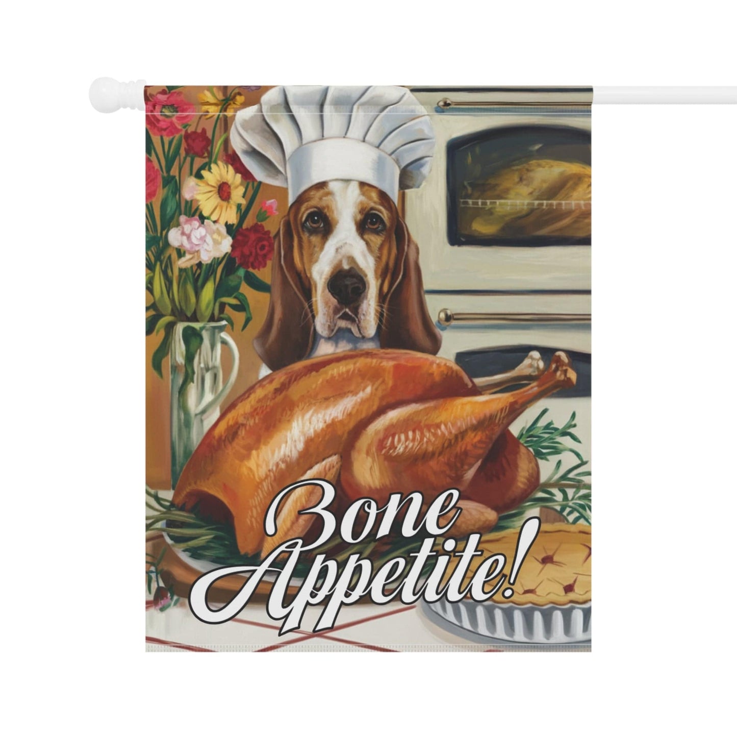 Printify Garden Flag Basset Hound Thanksgiving Garden Flag