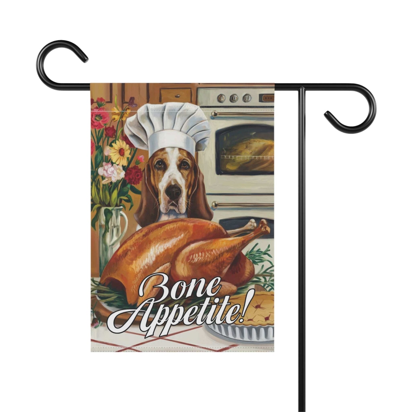 Printify Garden Flag Basset Hound Thanksgiving Garden Flag