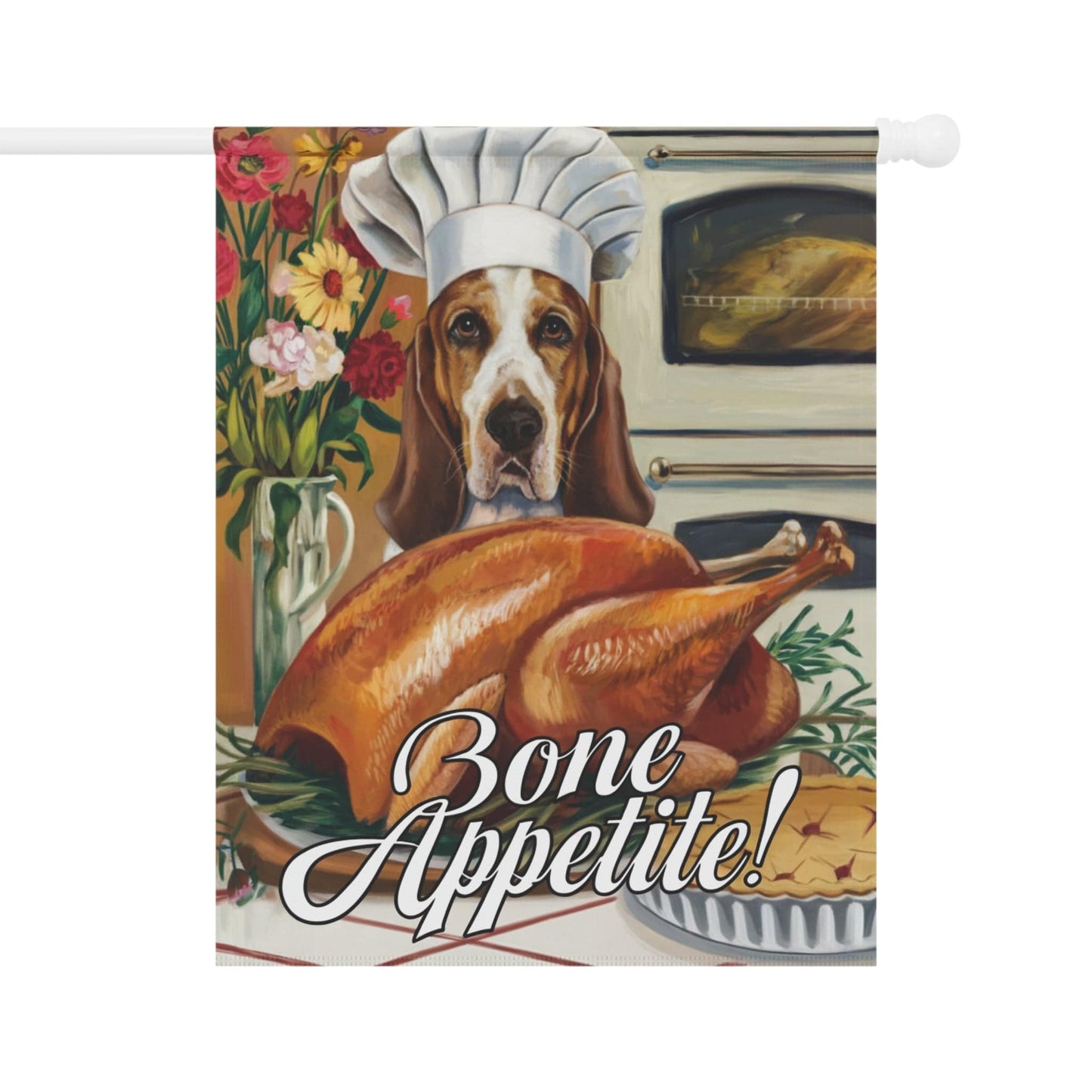Printify Garden Flag Basset Hound Thanksgiving Garden Flag