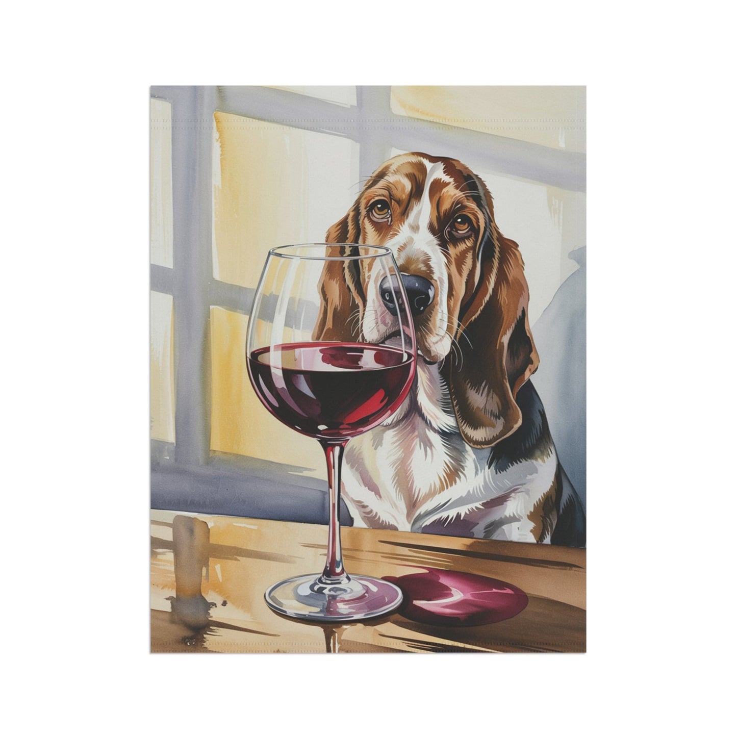 Printify Garden Flag Basset Hound Wine Garden Flag