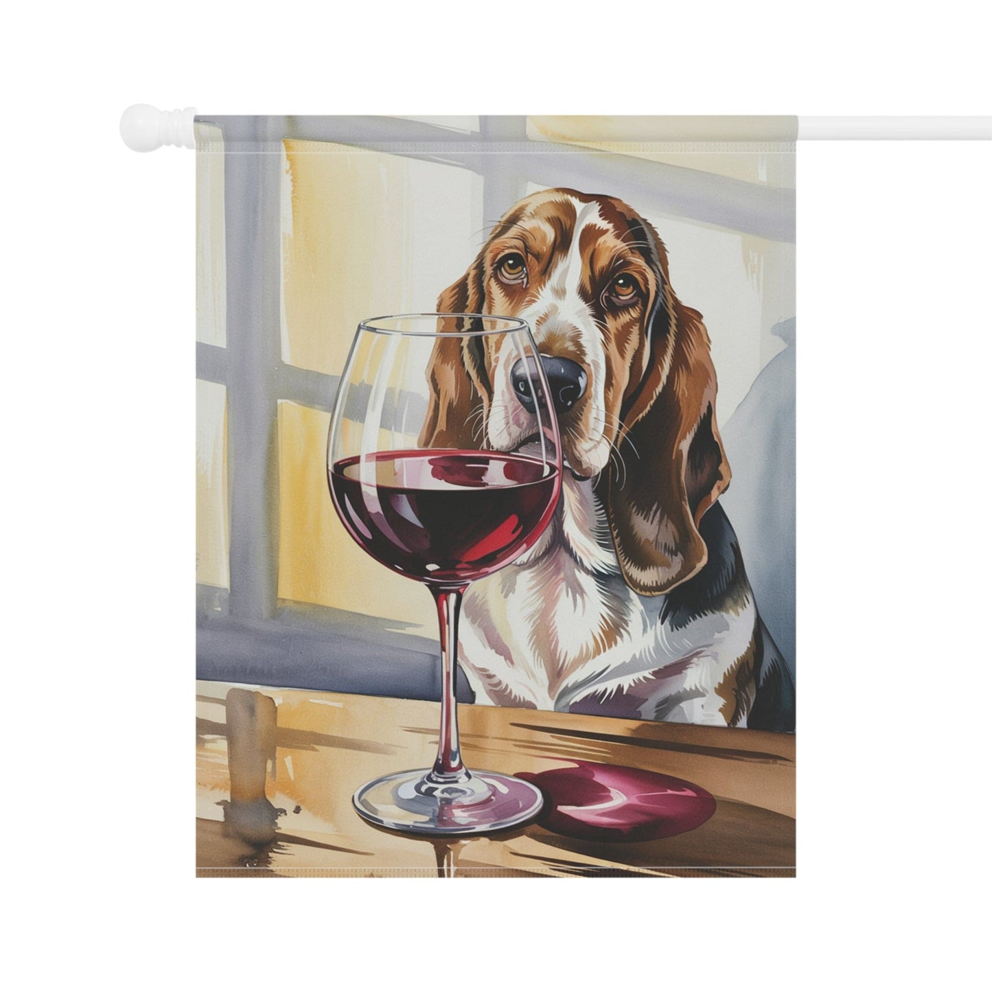 Printify Garden Flag Basset Hound Wine Garden Flag
