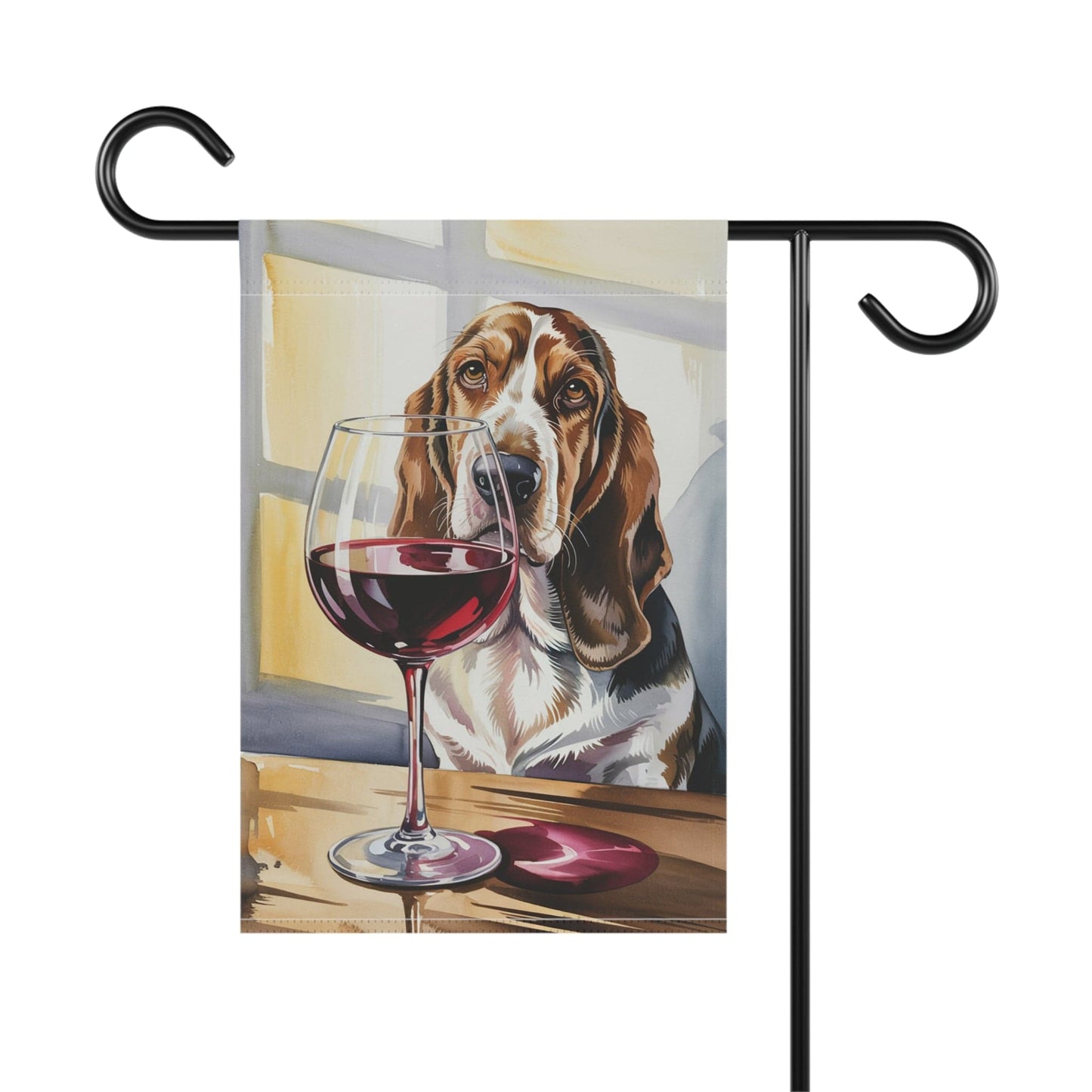 Printify Garden Flag Basset Hound Wine Garden Flag