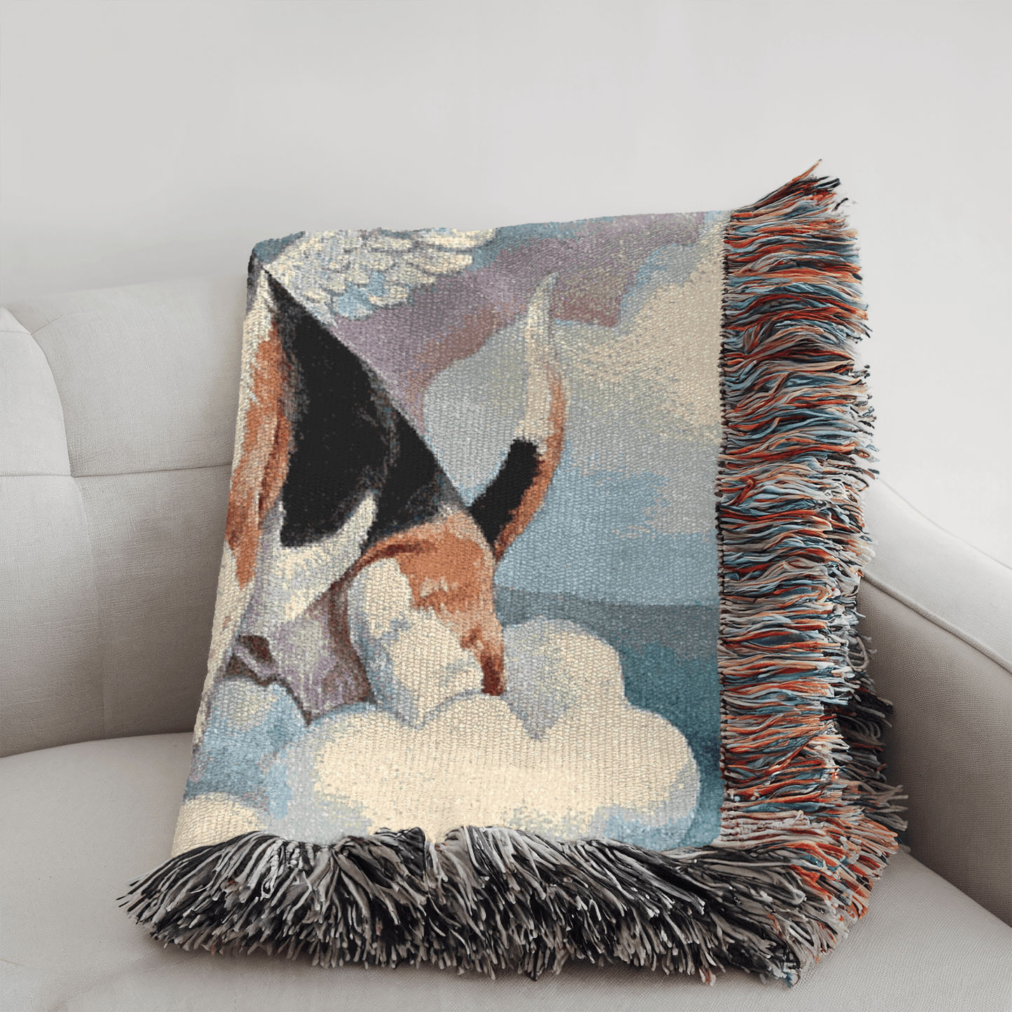 Printify Blanket Beagle Angel Woven Blanket