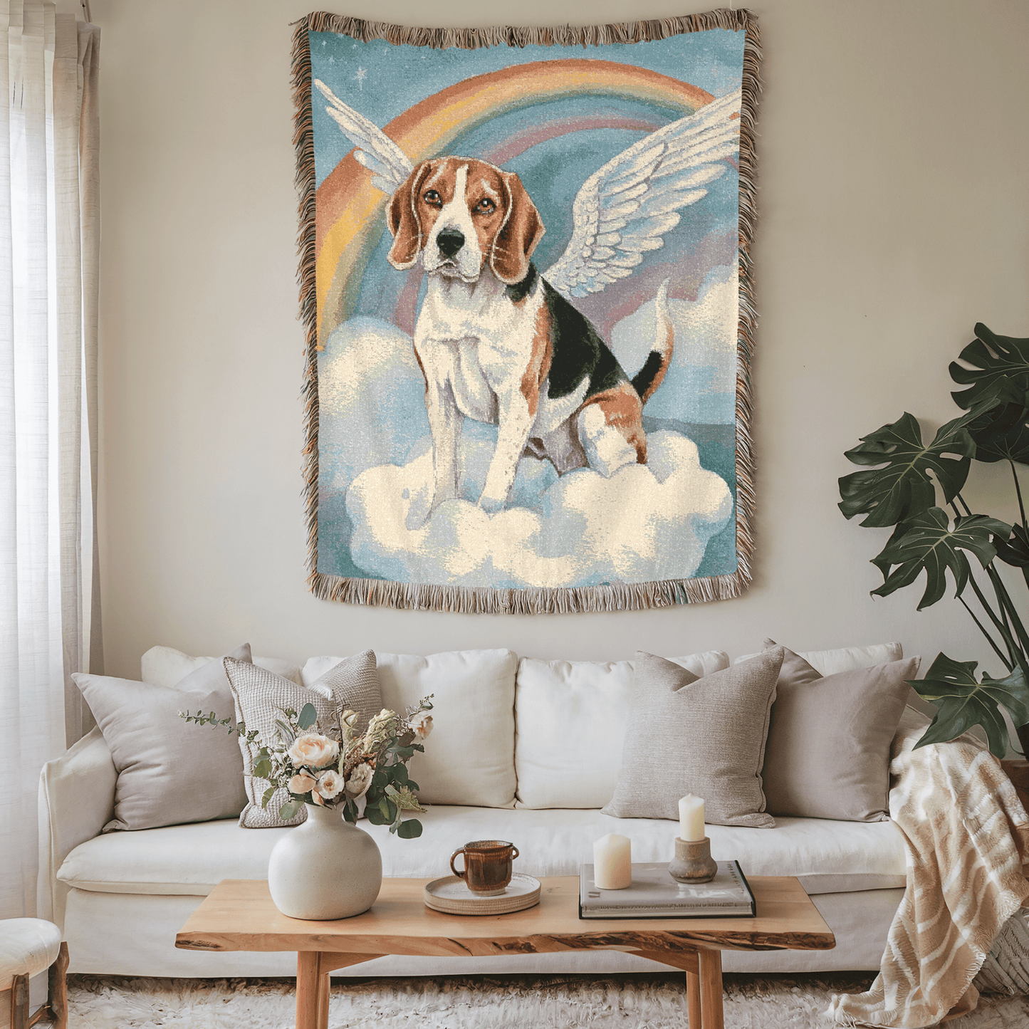 Printify Blanket Beagle Angel Woven Blanket