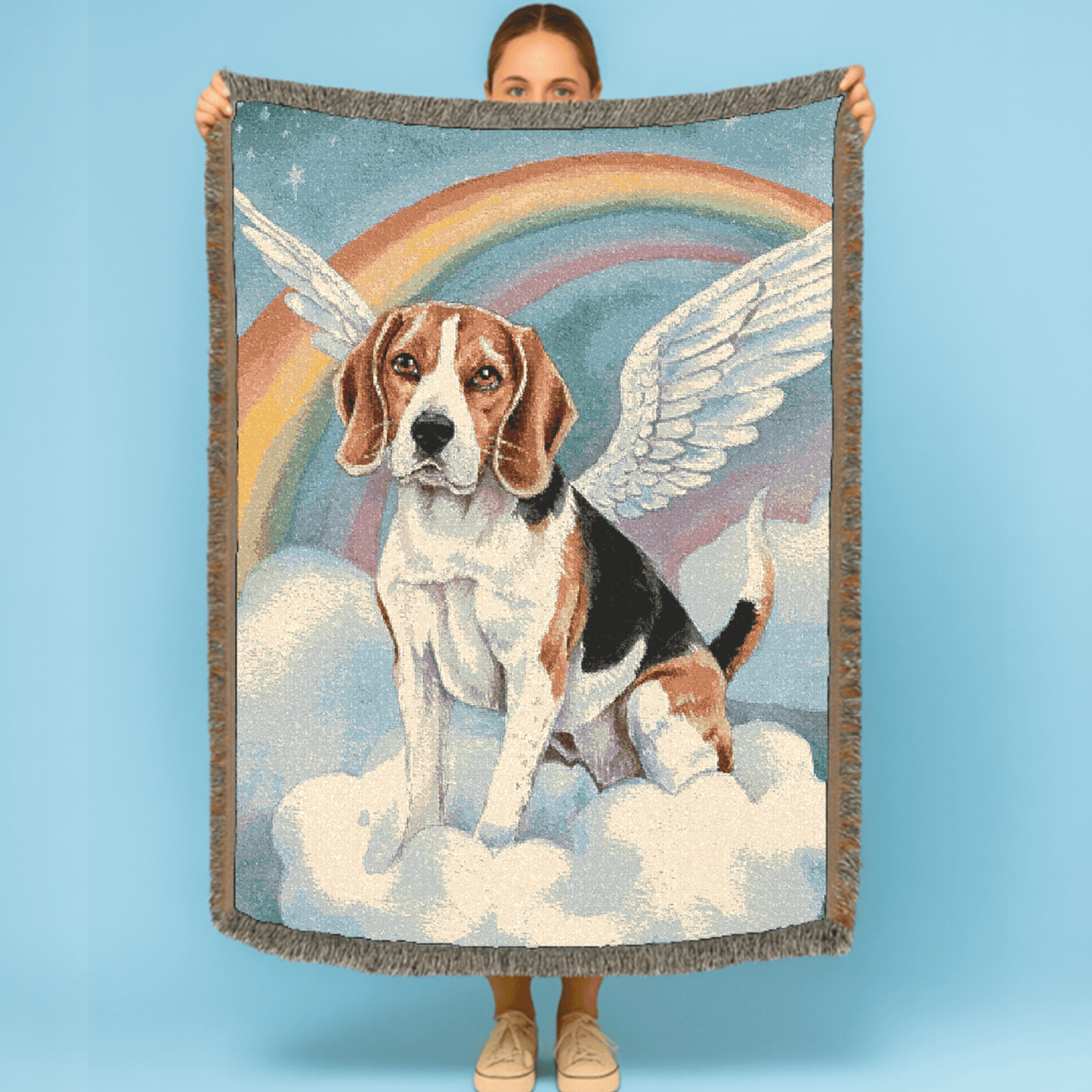 Printify Blanket Beagle Angel Woven Blanket