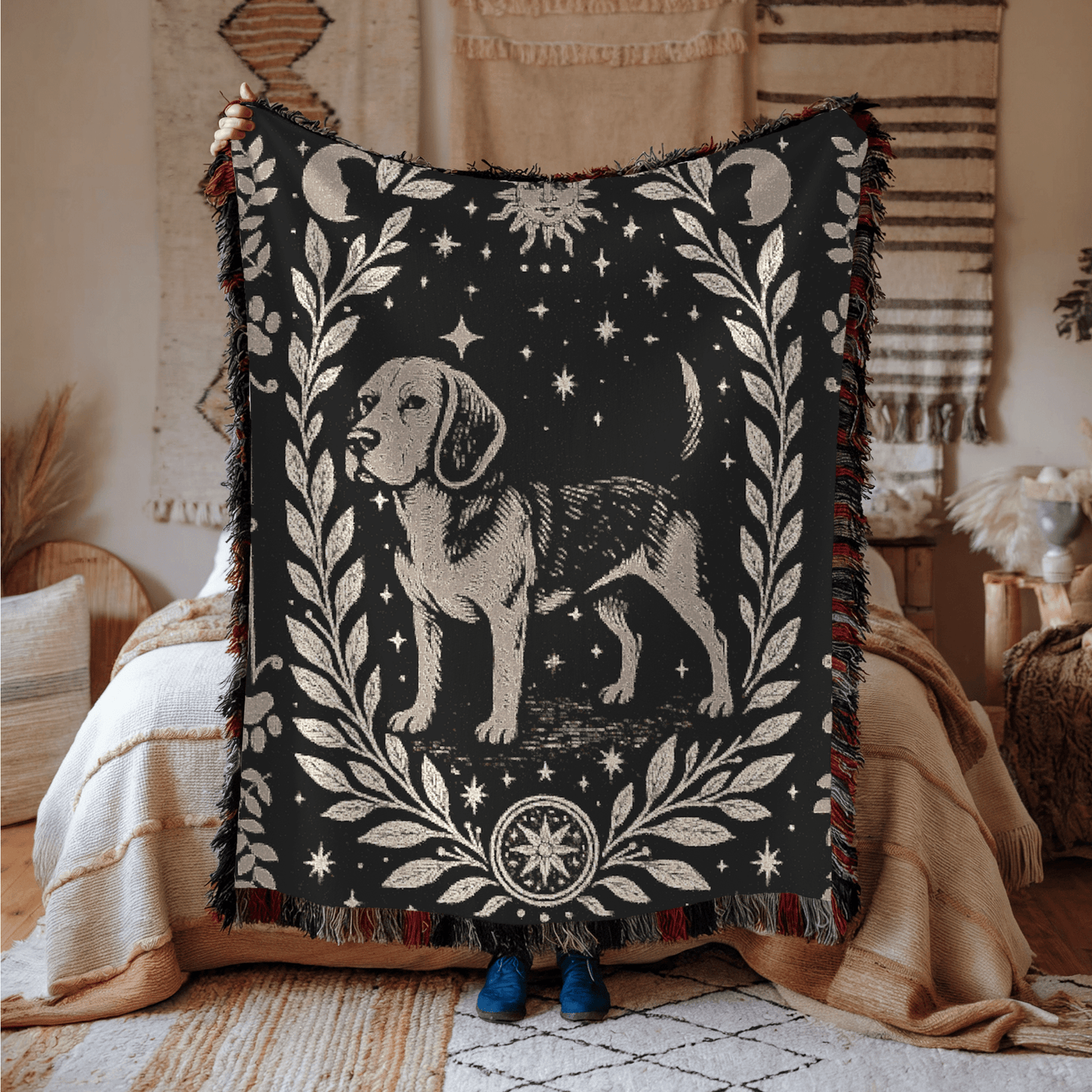 Printify Blanket Beagle Dog Celestial Woven Blanket