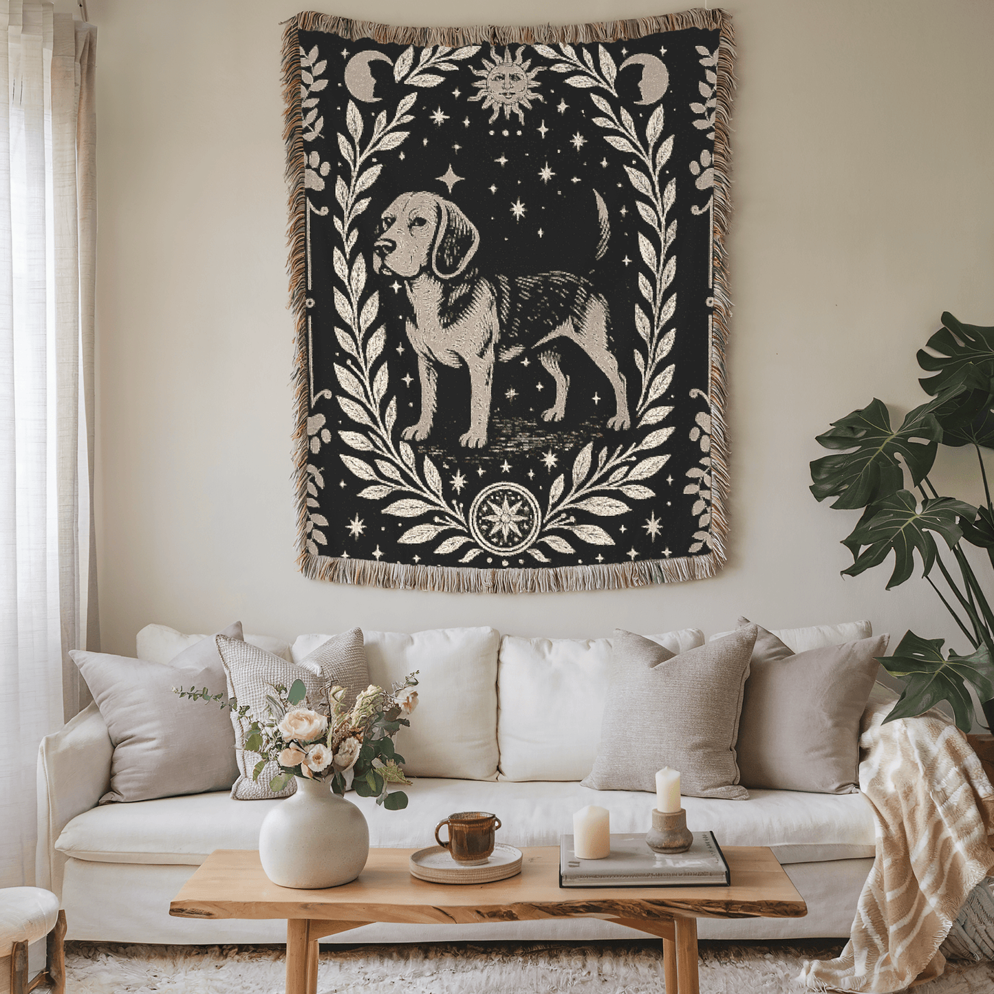 Printify Blanket Beagle Dog Celestial Woven Blanket