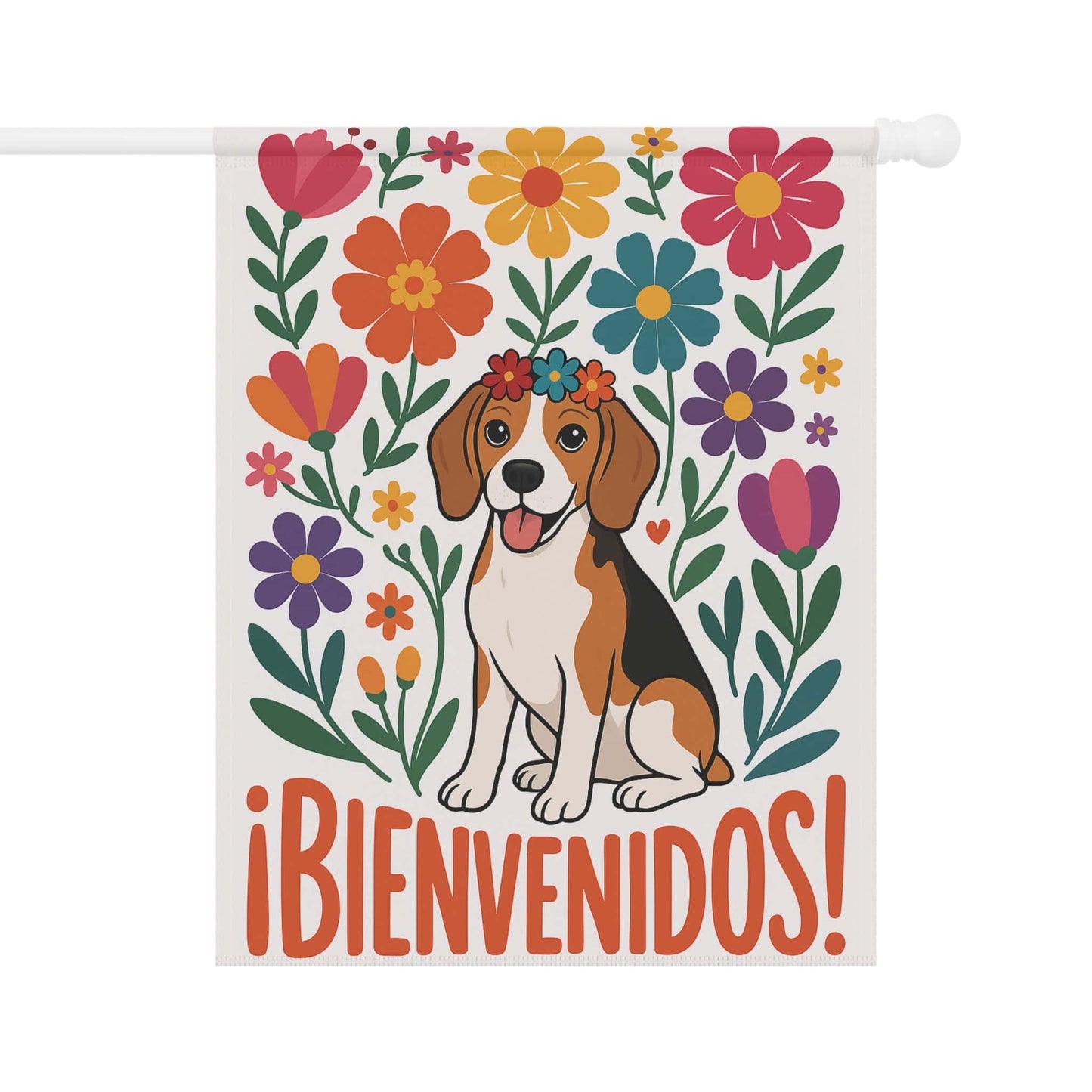 Printify Home Decor 24.5'' × 32'' Beagle Dog Garden Flag, Spanish Front Yard Decor, Outdoor Spring Decoration