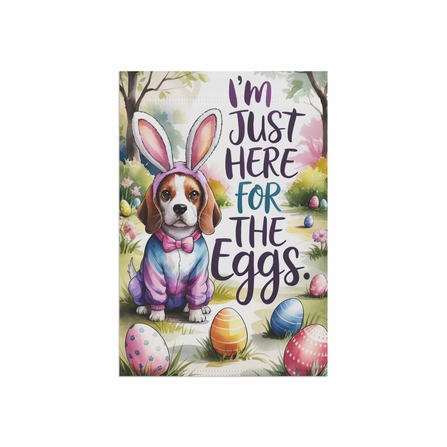 Printify Home Decor Beagle Easter Garden Flag, Saint Patricks Day Funny Dog Lovers Yard Outside Decor