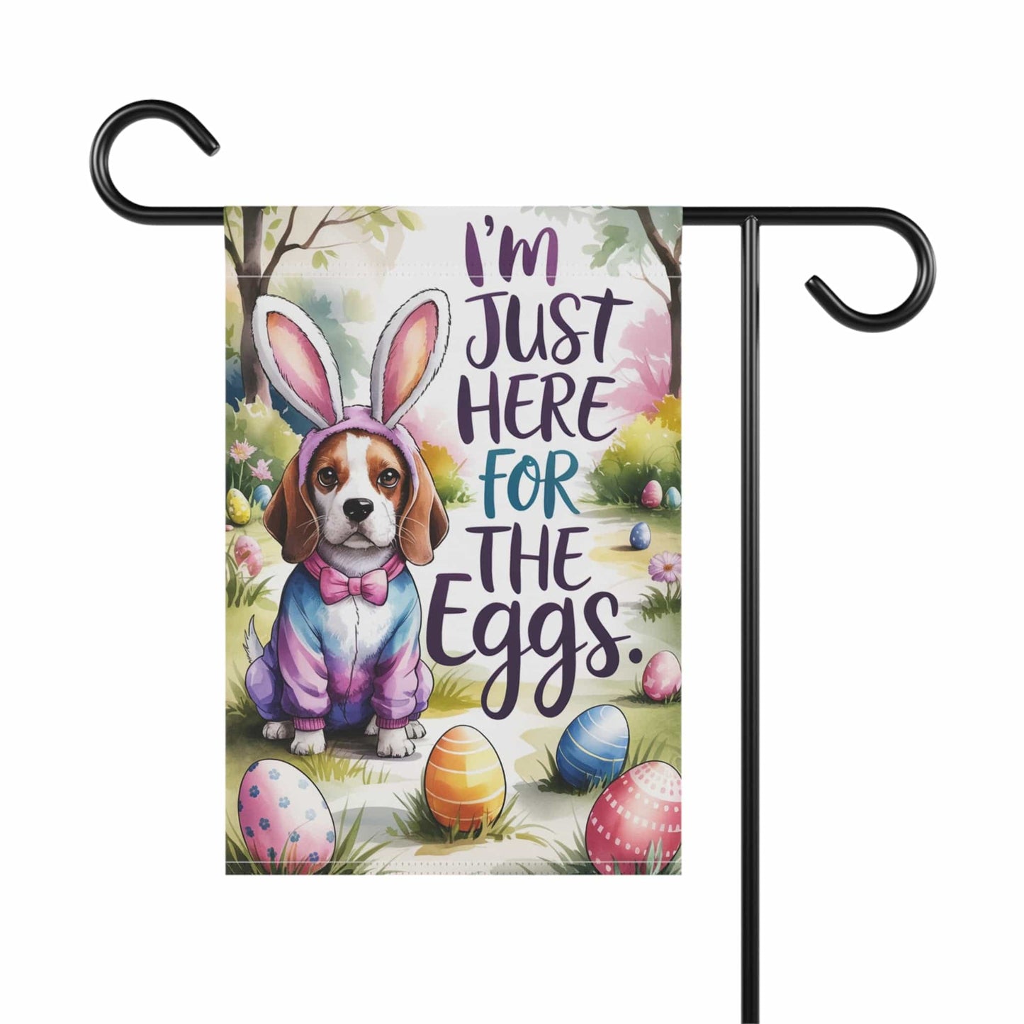 Printify Home Decor Beagle Easter Garden Flag, Saint Patricks Day Funny Dog Lovers Yard Outside Decor