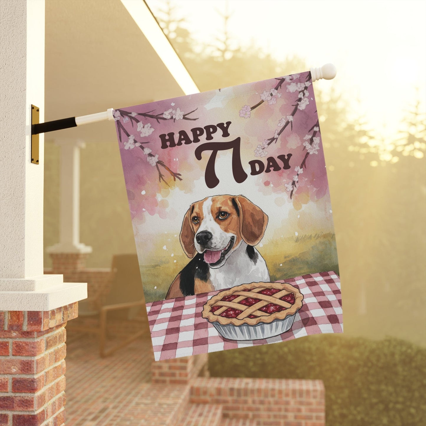 Printify Home Decor Beagle Pi Day Yard Flag, Valentines Day Home Decorative Garden, Funny Dog Lovers