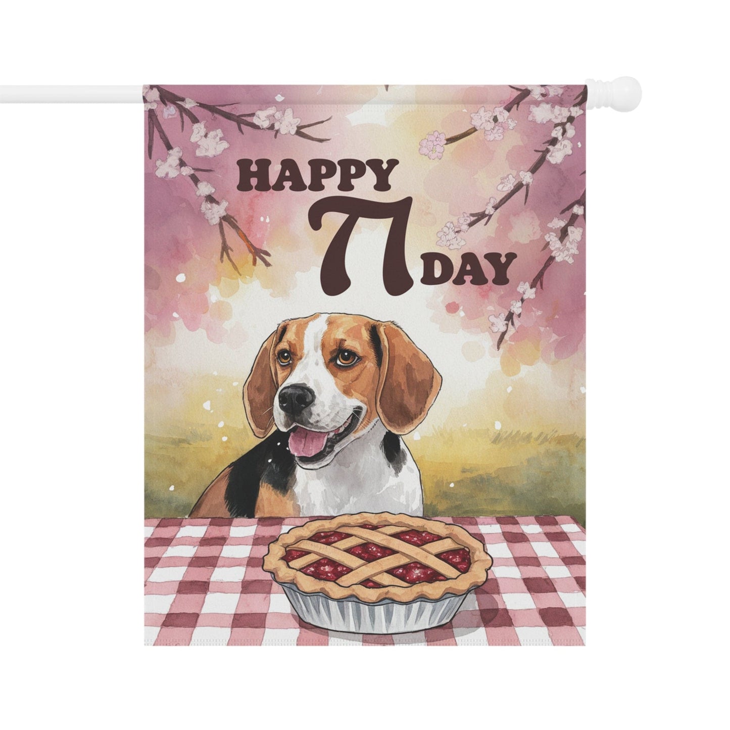 Printify Home Decor 24.5'' × 32'' Beagle Pi Day Yard Flag, Valentines Day Home Decorative Garden, Funny Dog Lovers