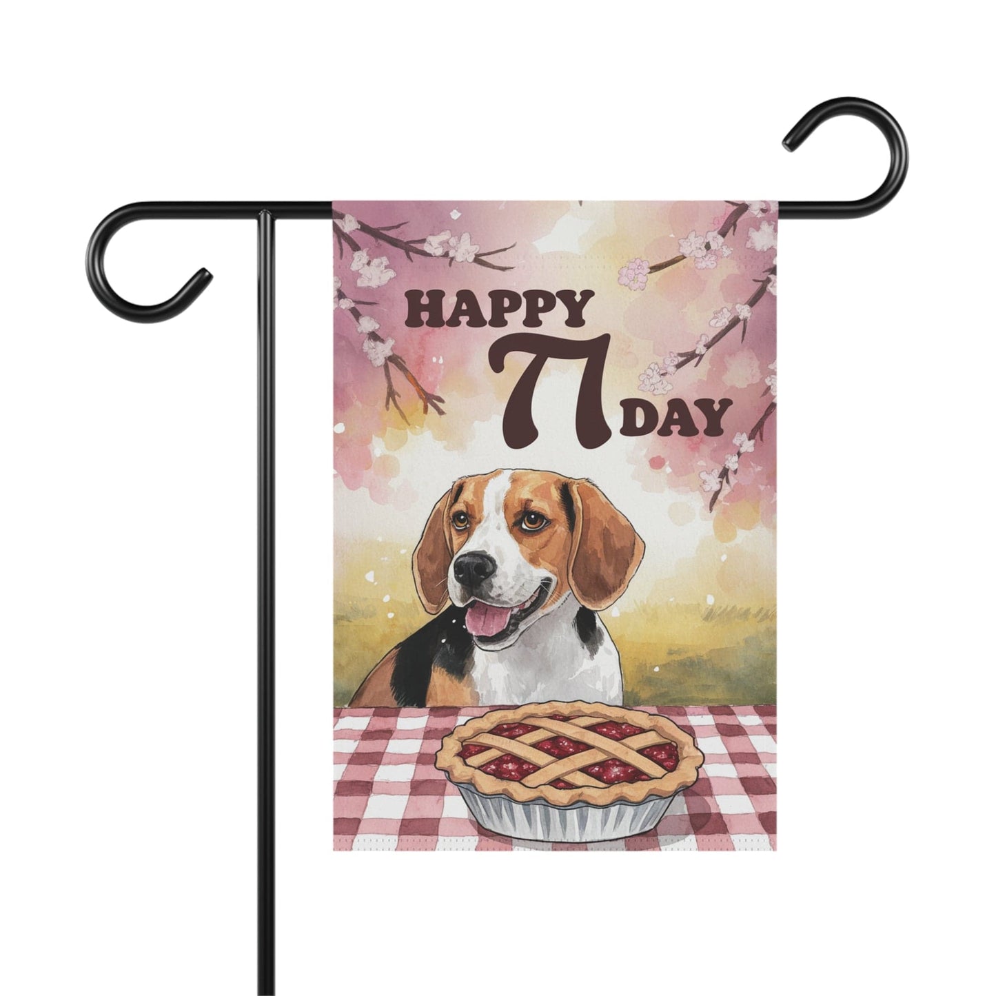 Printify Home Decor 12'' × 18'' Beagle Pi Day Yard Flag, Valentines Day Home Decorative Garden, Funny Dog Lovers