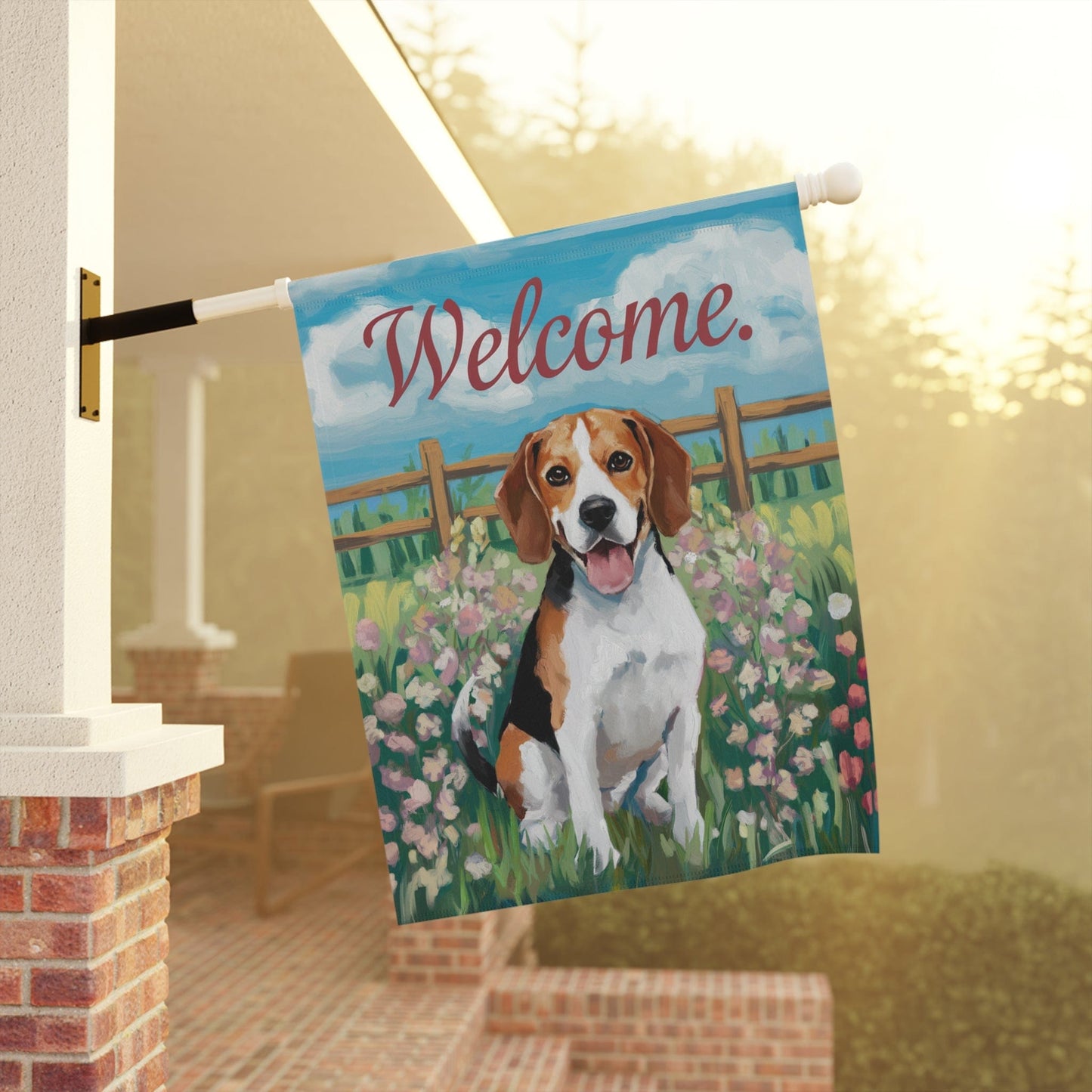 Beagle Welcome Yard Flag, Valentines Day Home Decorative Garden, Dog Lover