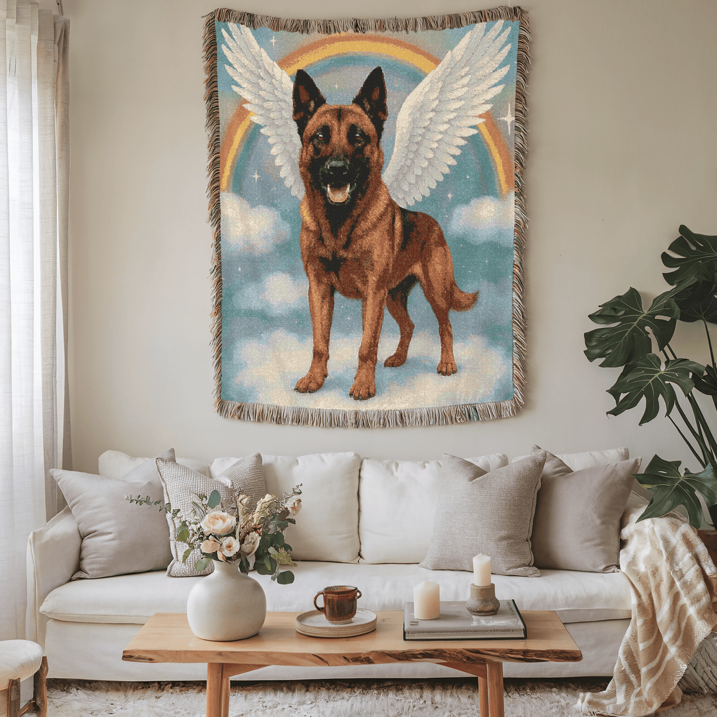 Printify Blanket Belgian Malinois Angel Woven Blanket