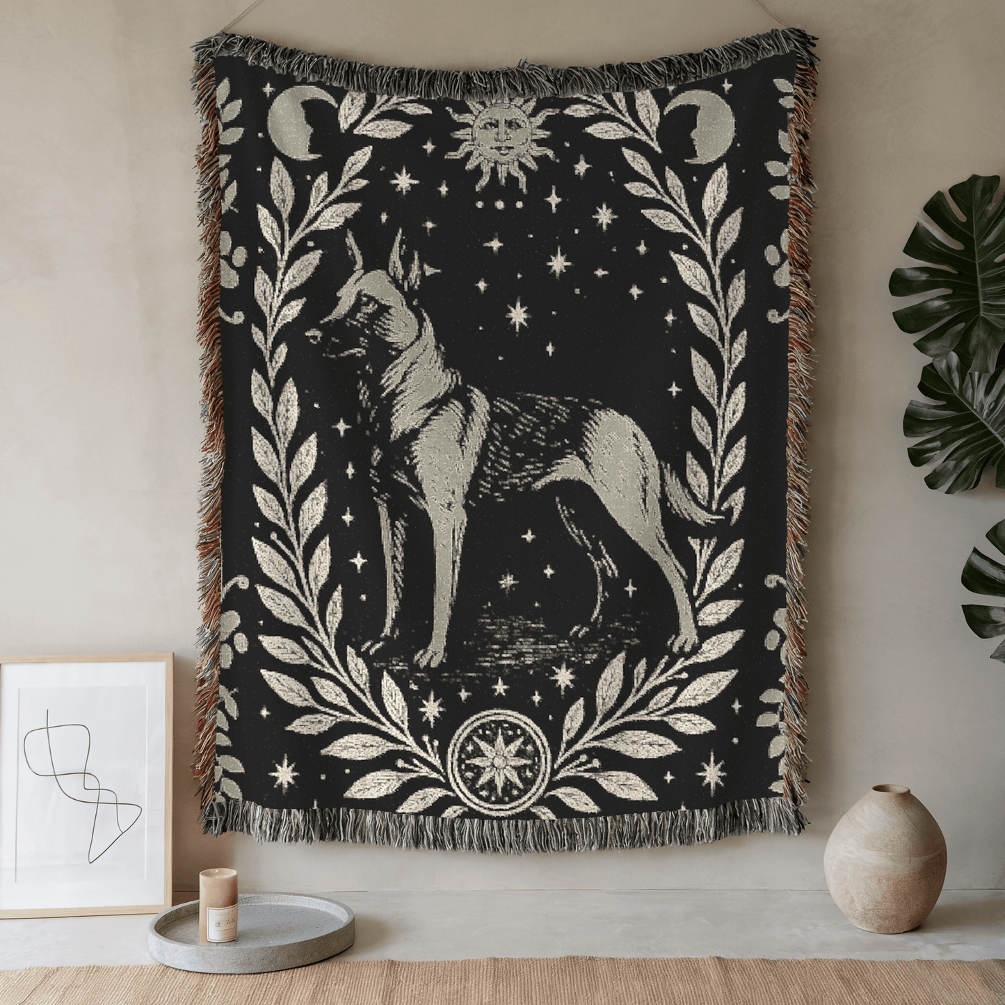 Printify Blanket 52'' × 37'' Belgian Malinois Celestial Woven Blanket