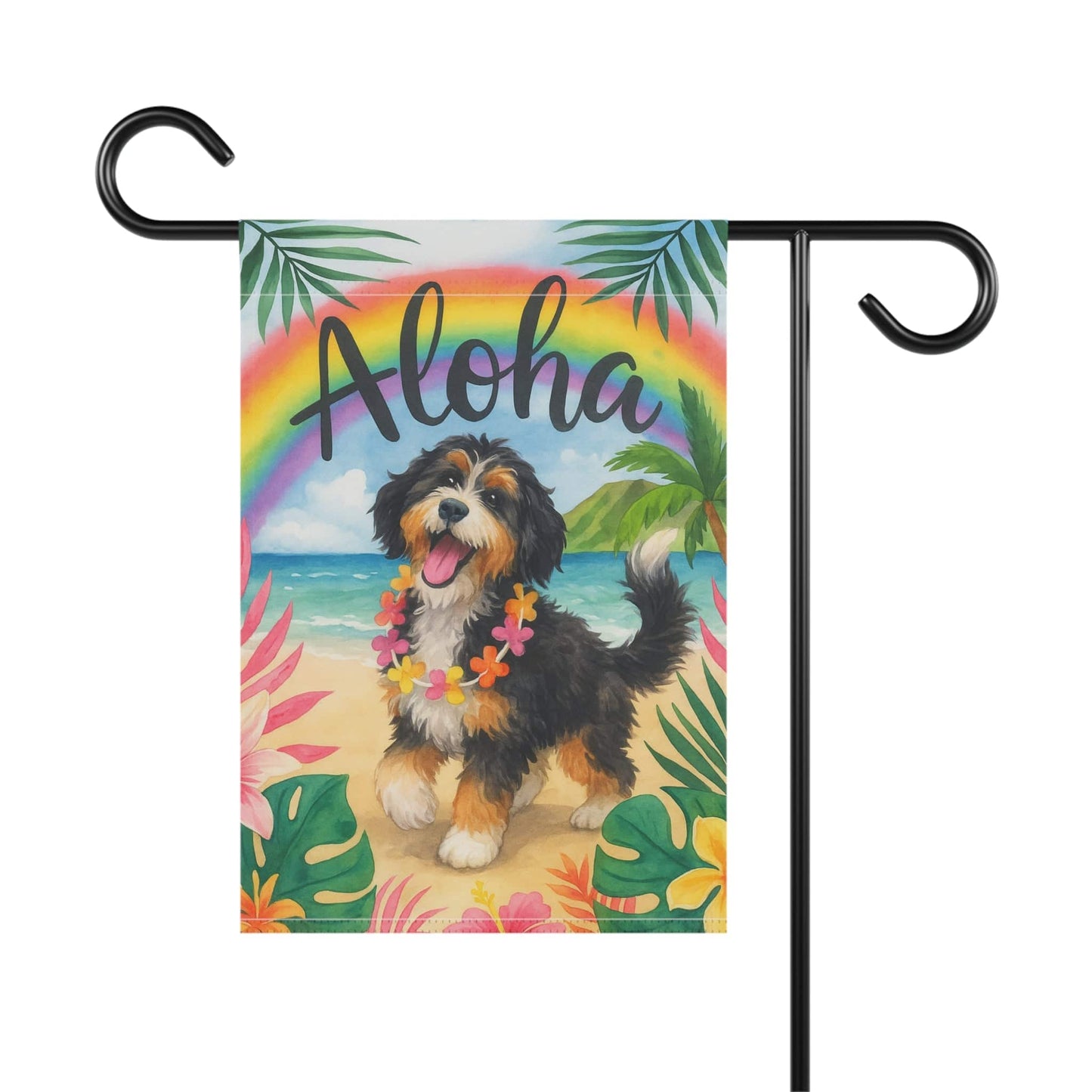 Printify Garden Flag Bernedoodle Aloha Garden Flag