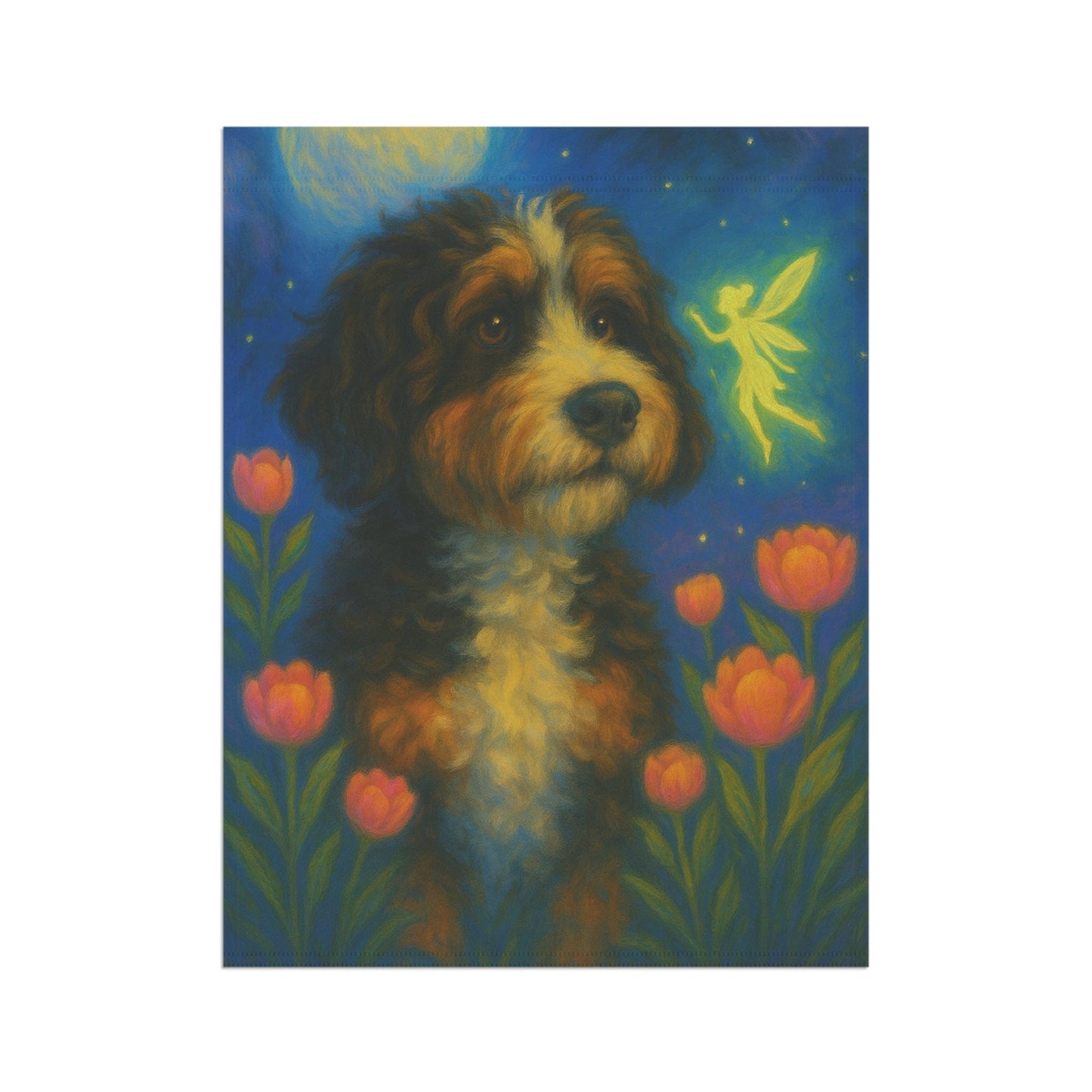 Printify Garden Flag Bernedoodle Fairy Garden Flag
