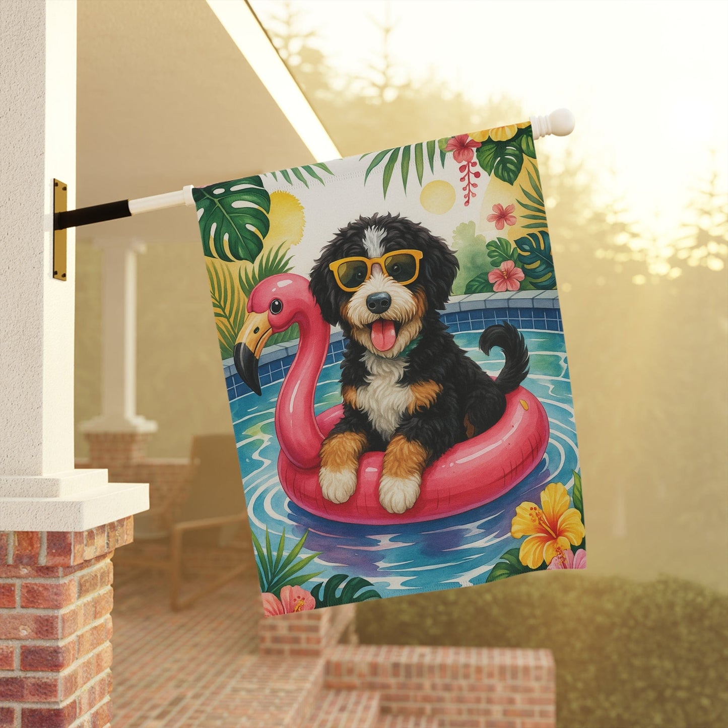 Printify Garden Flag Bernedoodle Floatie Garden Flag