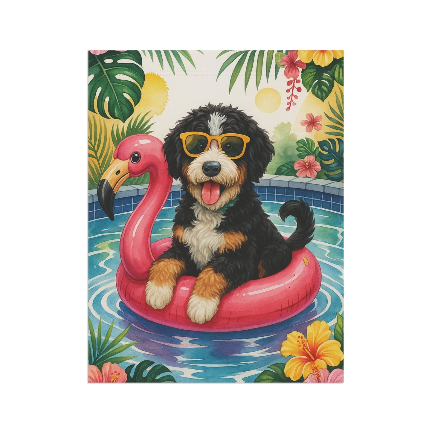 Printify Garden Flag Bernedoodle Floatie Garden Flag