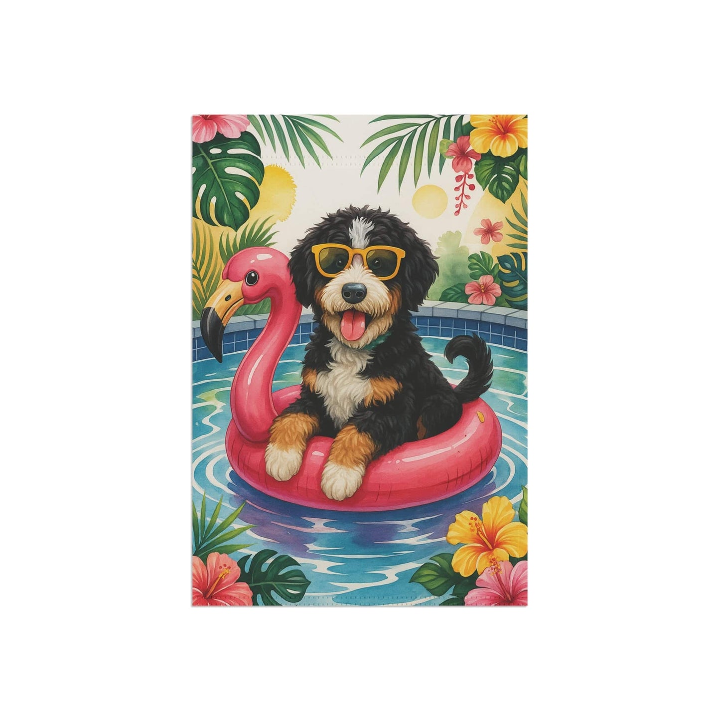 Printify Garden Flag Bernedoodle Floatie Garden Flag